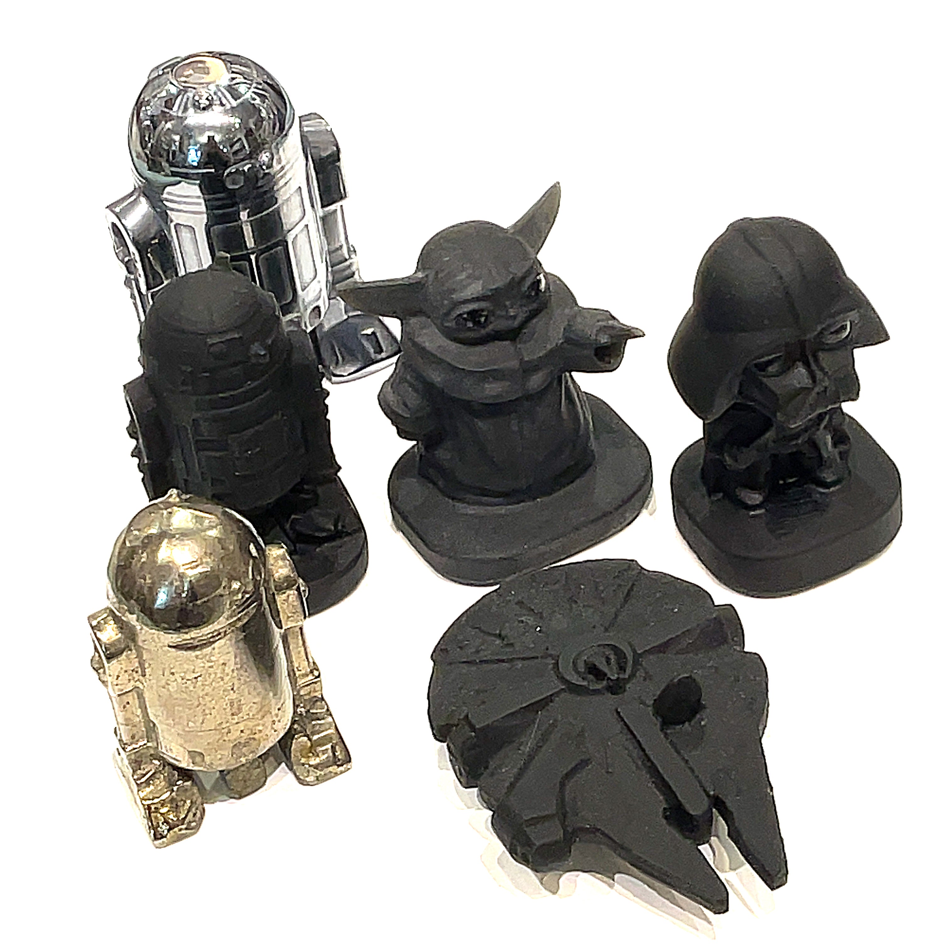Gemstone Star Wars Figures, Black Obsidian & Green Aventurine
