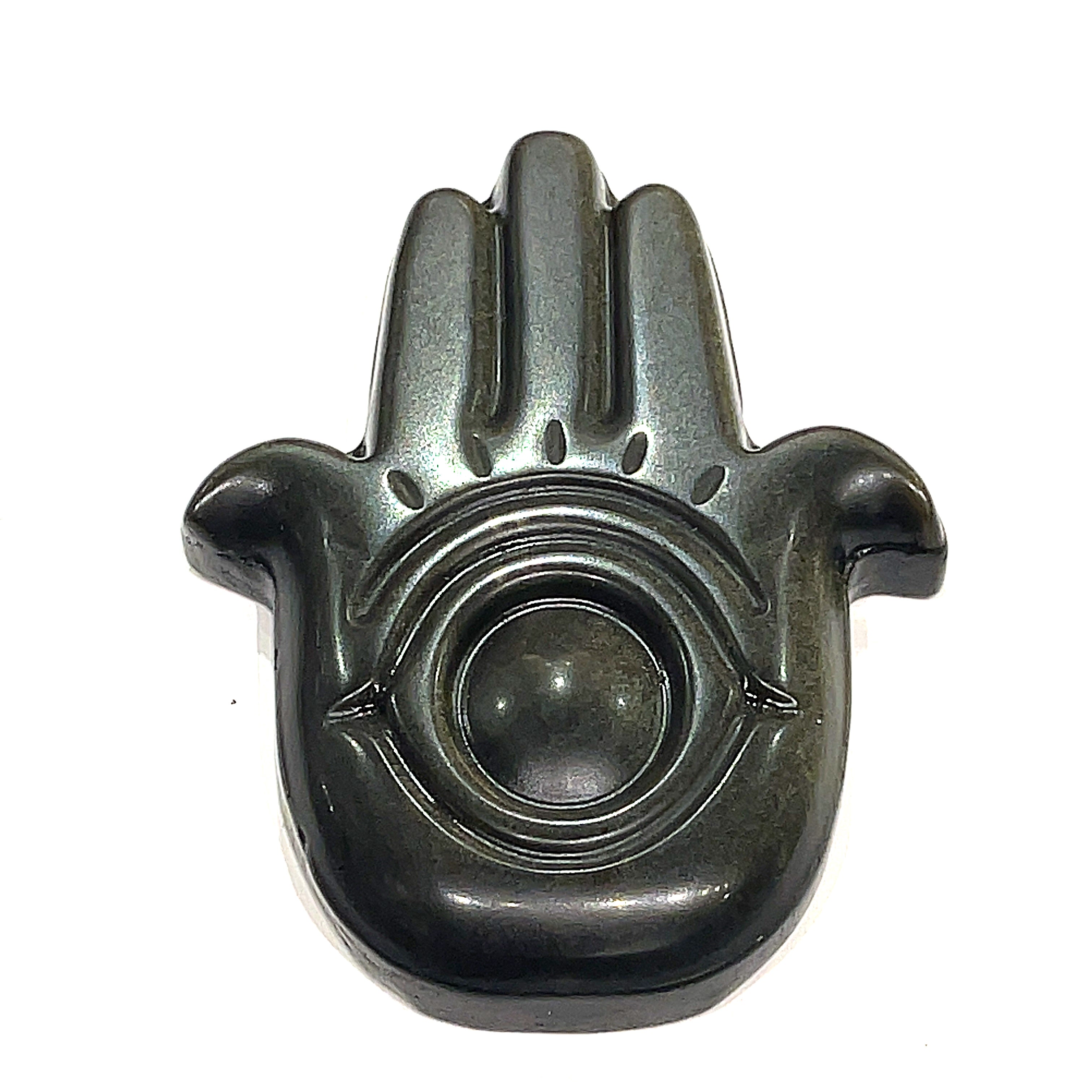 Golden Sheen Obsidian Humza and Evil Eye Gemstone Carvings