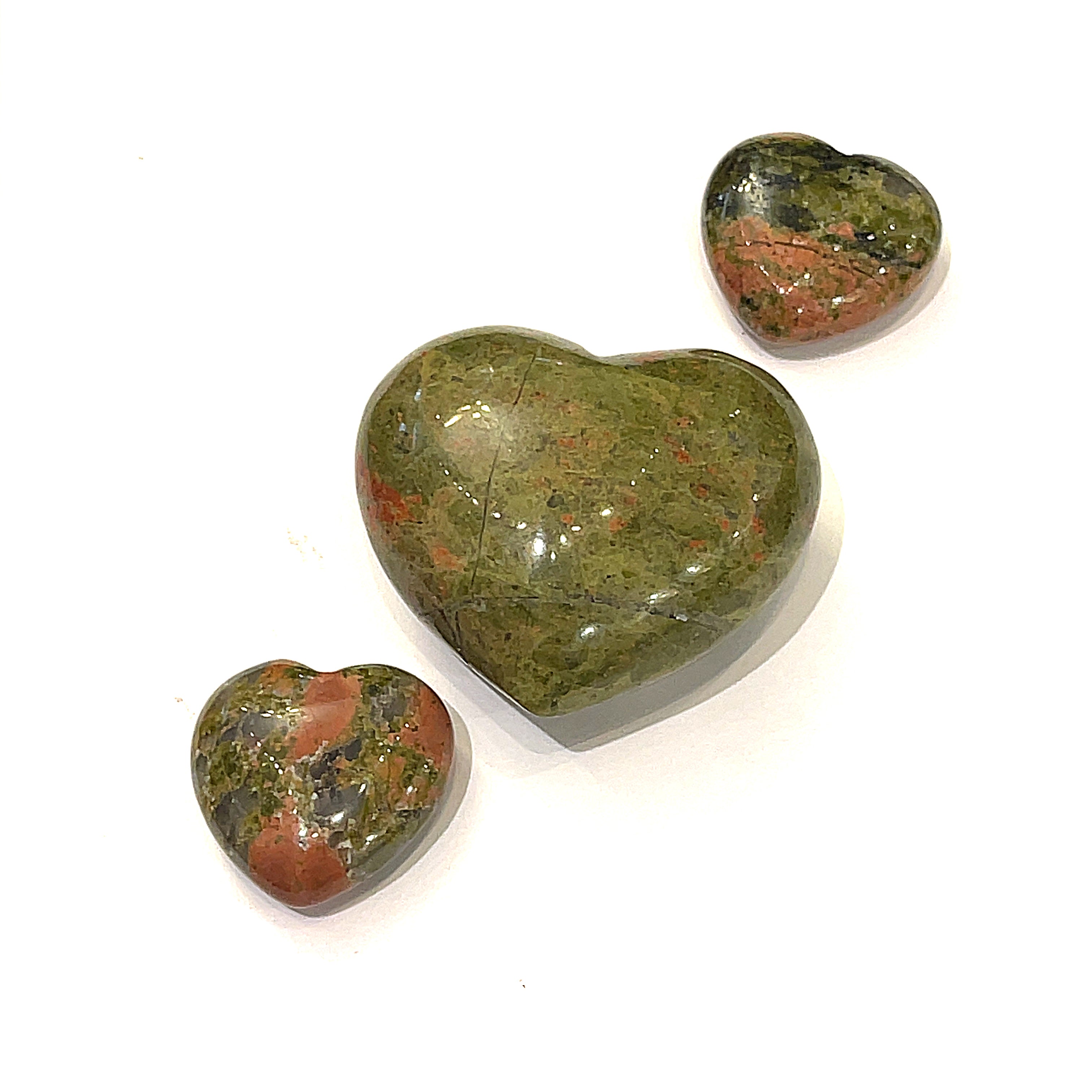 Unakite Jasper Gemstone hearts