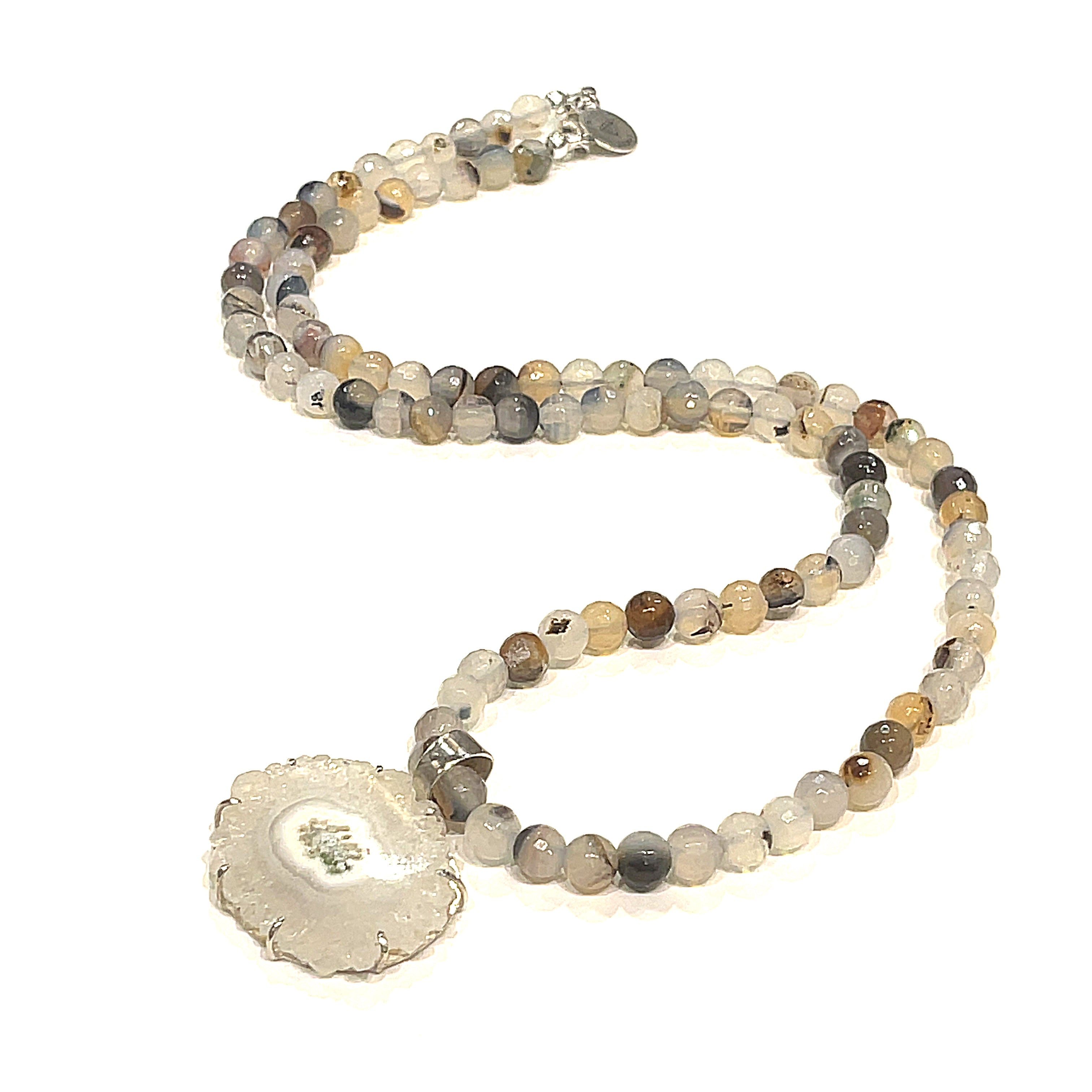 Montana Agate gemstone necklace,  22.5'', healing stone necklace