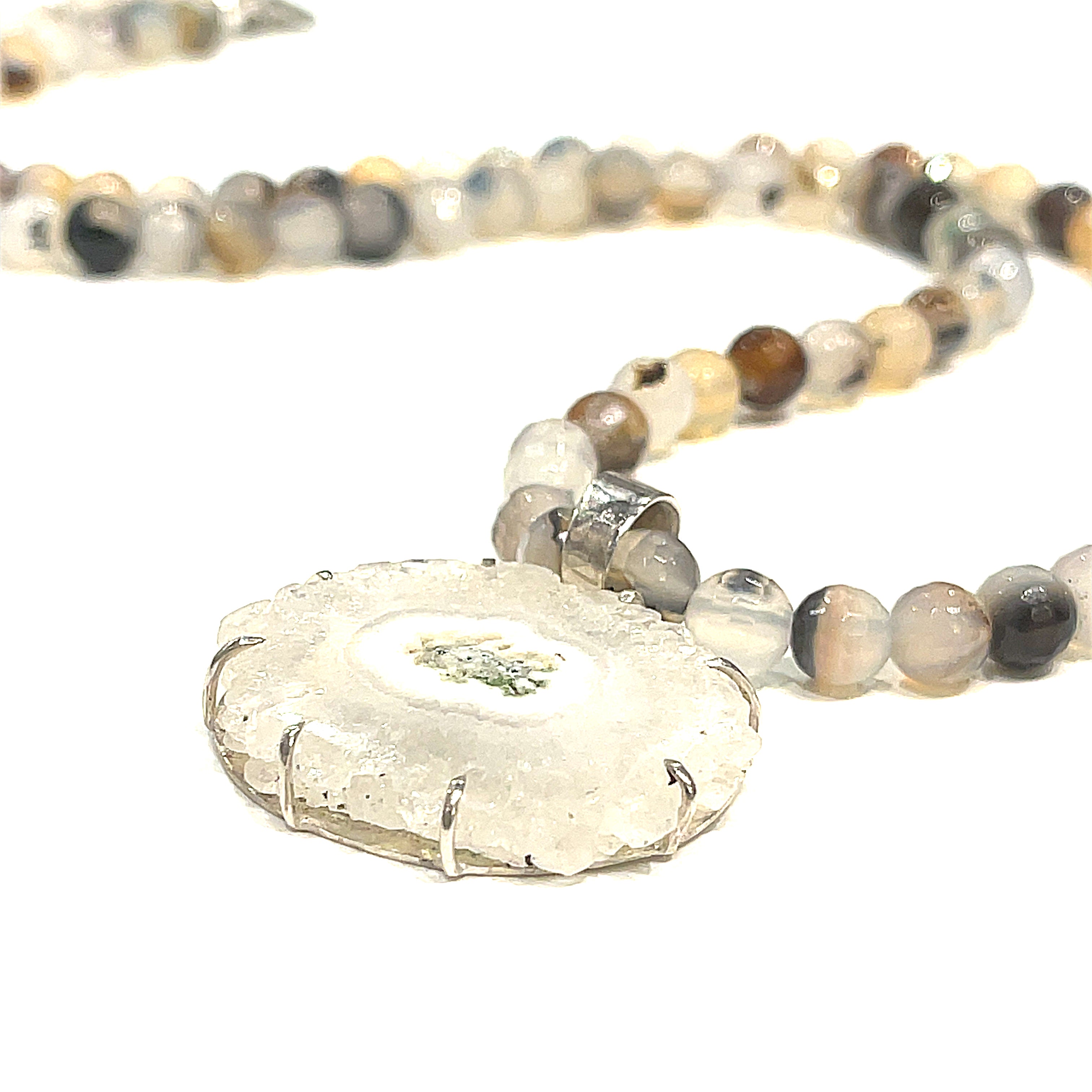 Montana Agate gemstone necklace,  22.5'', healing stone necklace