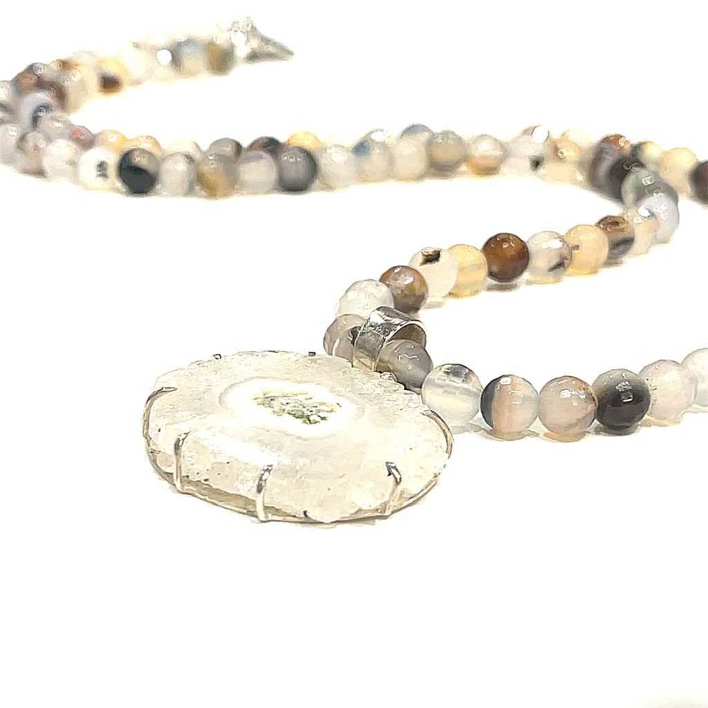 Montana Agate gemstone necklace,  22.5'', healing stone necklace