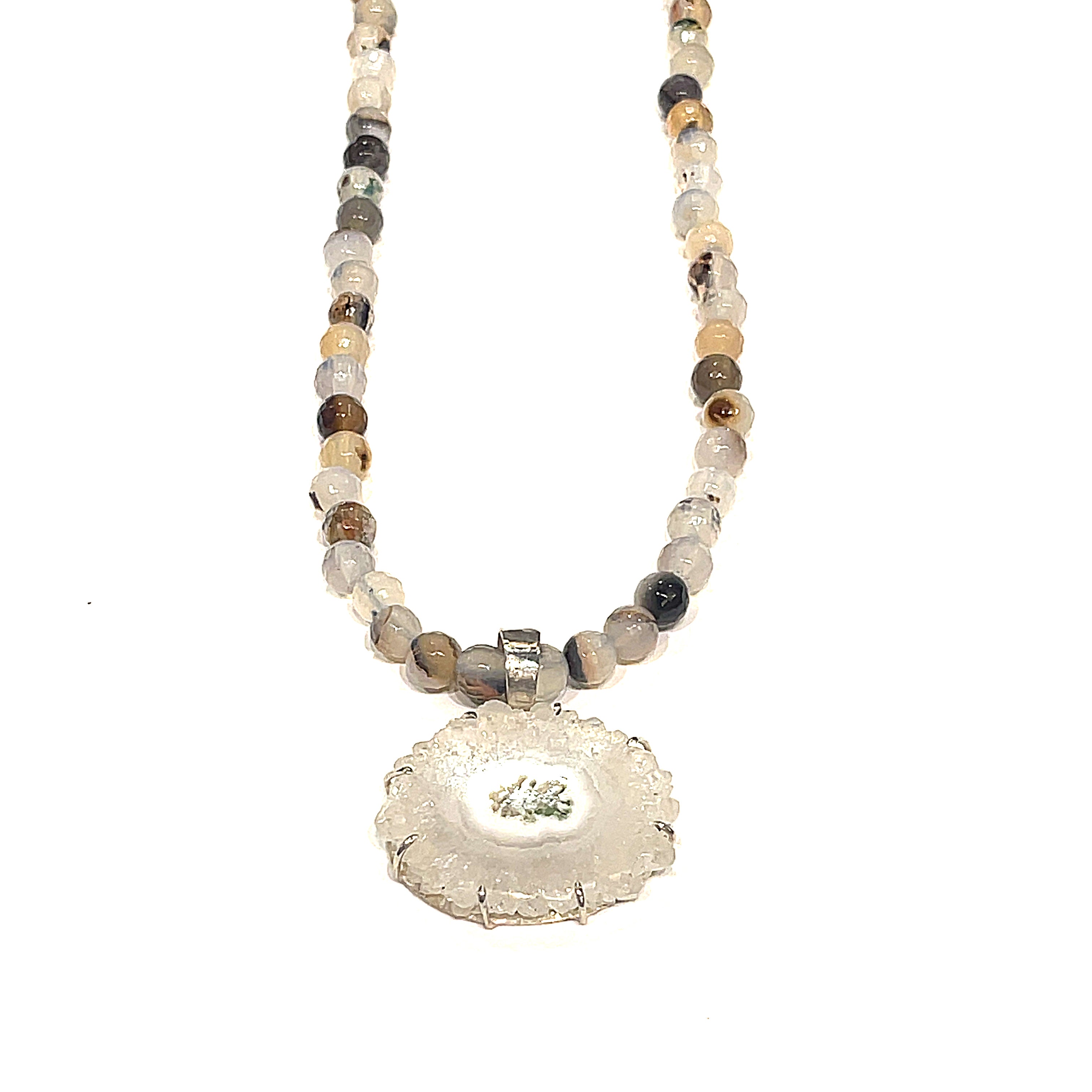 Montana Agate gemstone necklace,  22.5'', healing stone necklace
