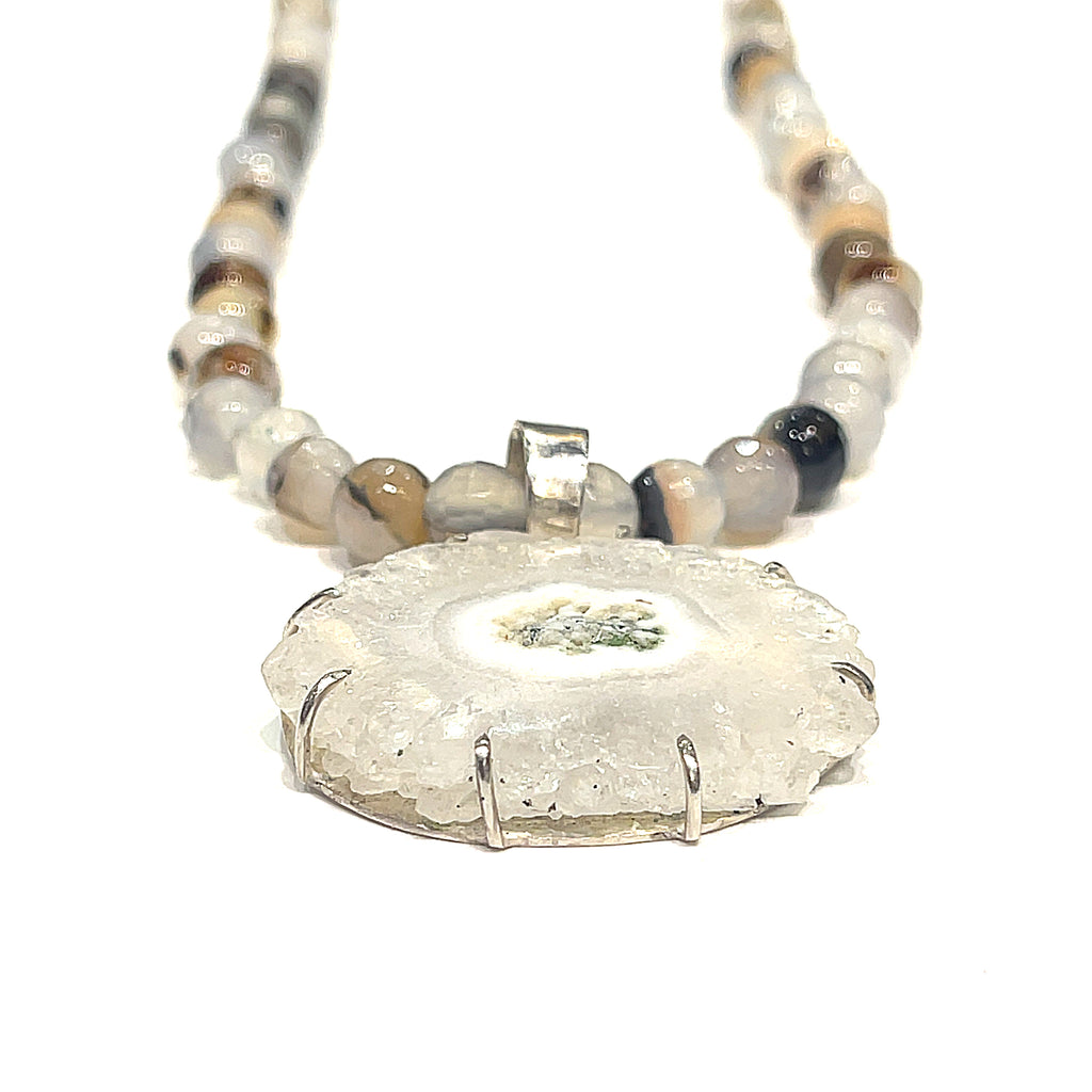 Montana Agate gemstone necklace,  22.5'', healing stone necklace