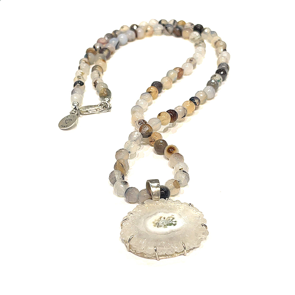Montana Agate gemstone necklace,  22.5'', healing stone necklace