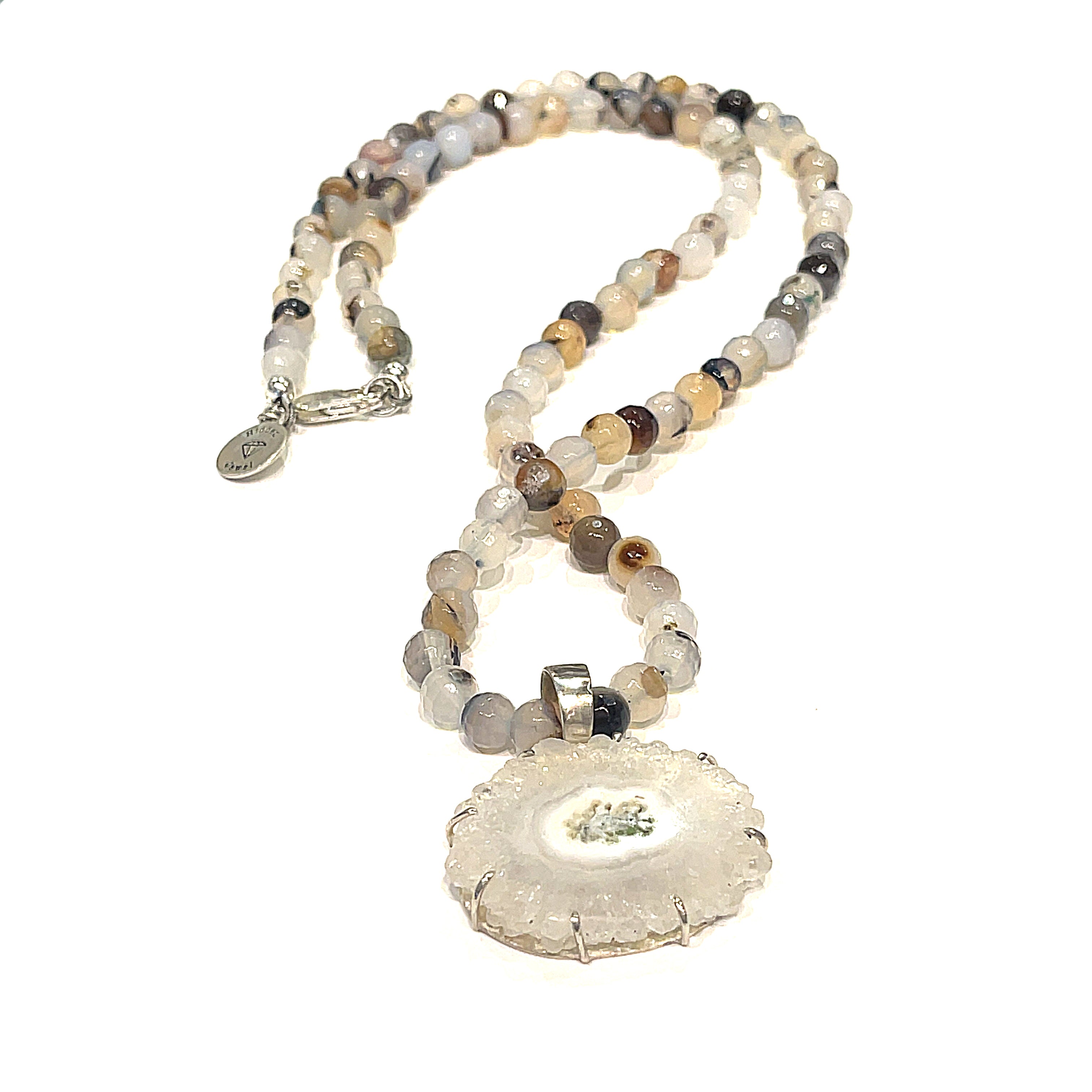 Montana Agate gemstone necklace,  22.5'', healing stone necklace