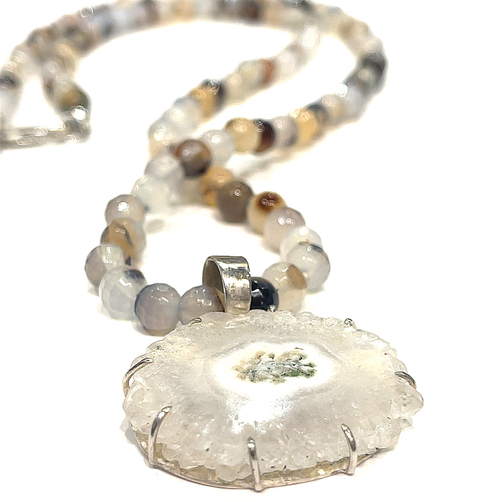 Montana Agate gemstone necklace,  22.5'', healing stone necklace