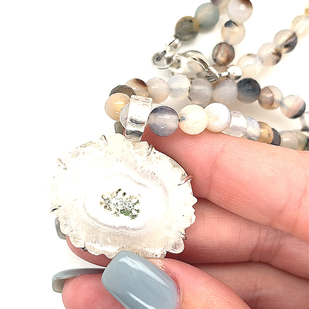 Montana Agate gemstone necklace,  22.5'', healing stone necklace