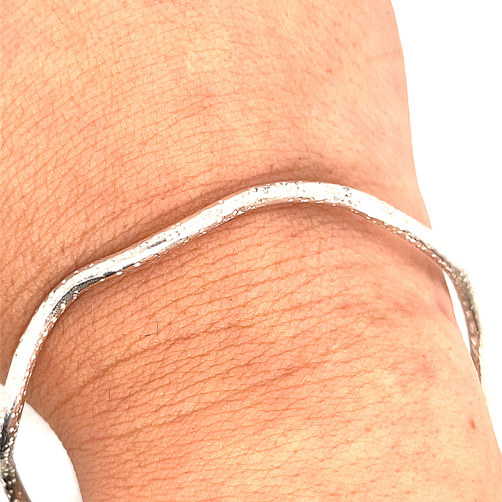 Sterling Silver Wave textured Bangle , size 7.75'', jewelry
