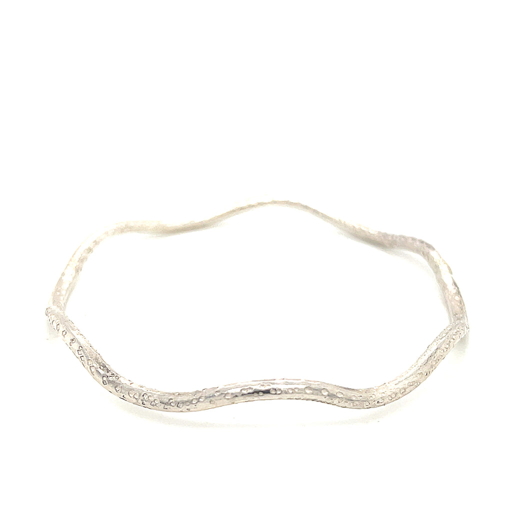 Sterling Silver Wave textured Bangle , size 7.75'', jewelry