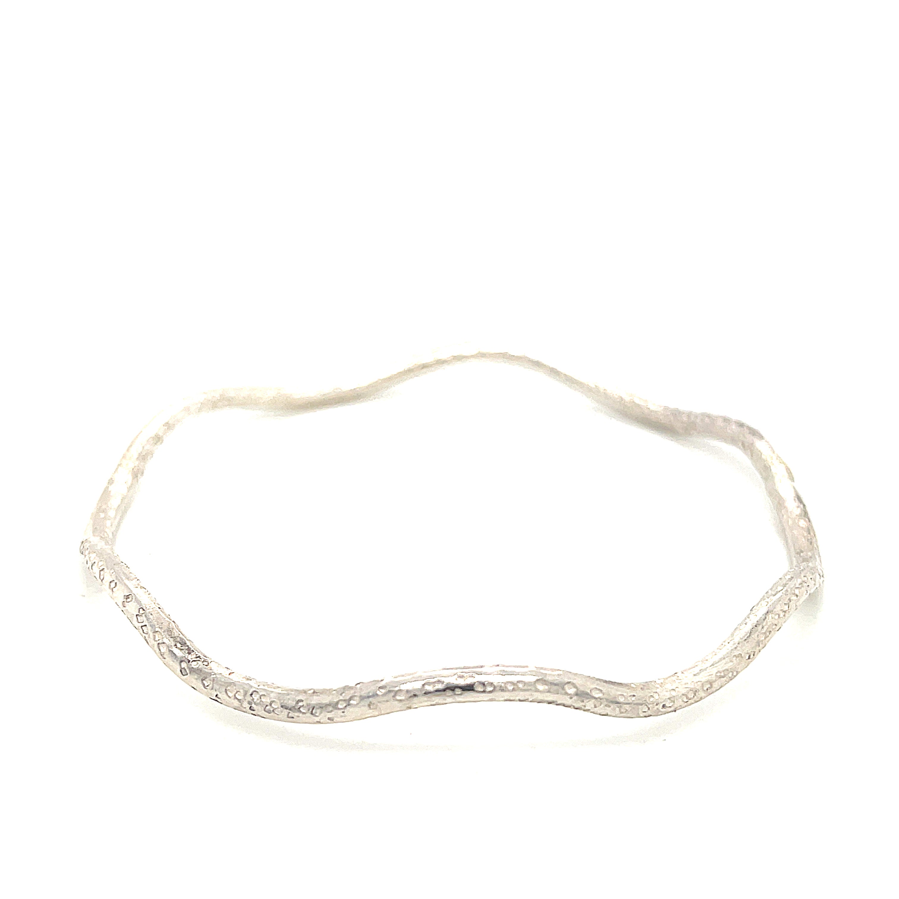 Sterling Silver Wave textured Bangle , size 7.75'', jewelry