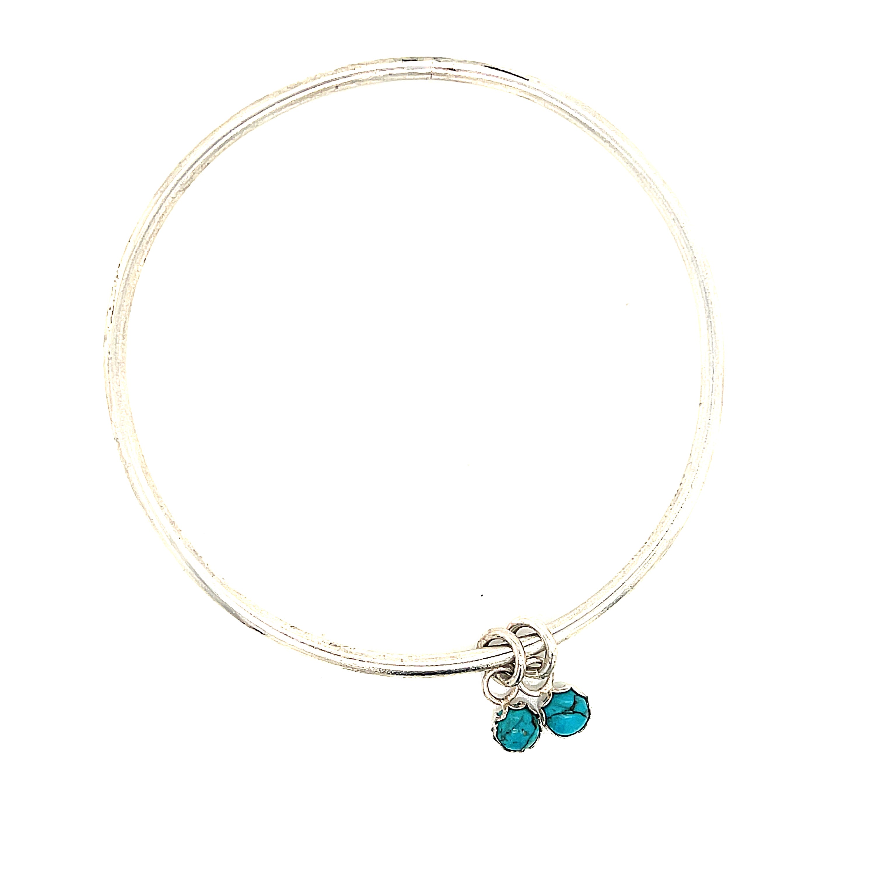 Sterling Silver Turquoise Charm Bangle , size 8'', jewelry