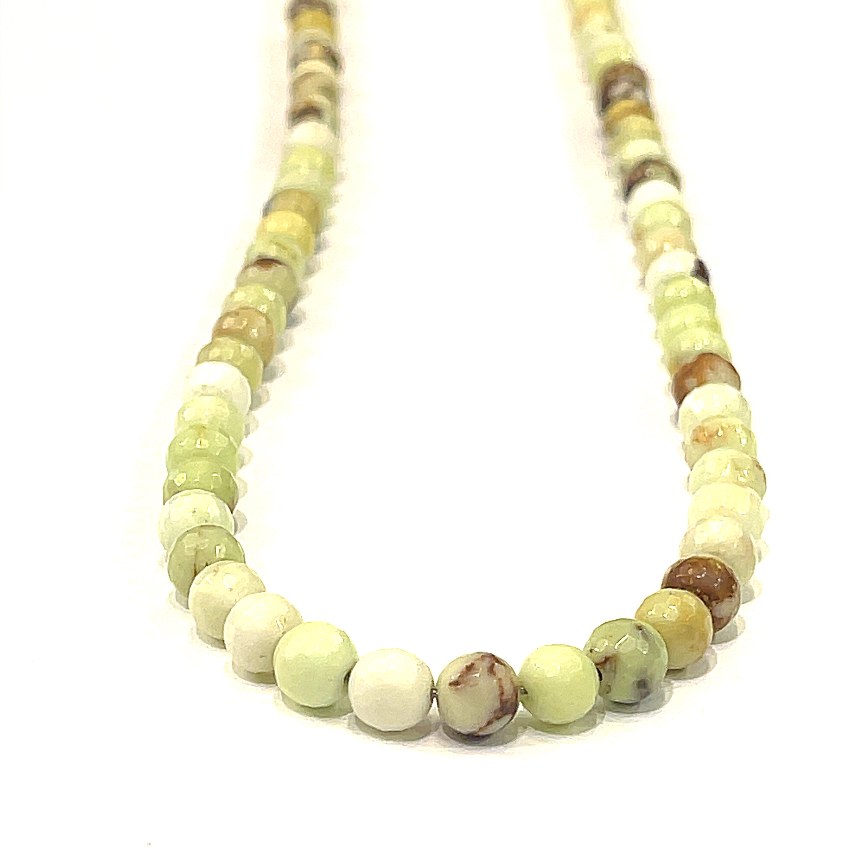 Lemon Chrysoprase beaded gemstone necklace