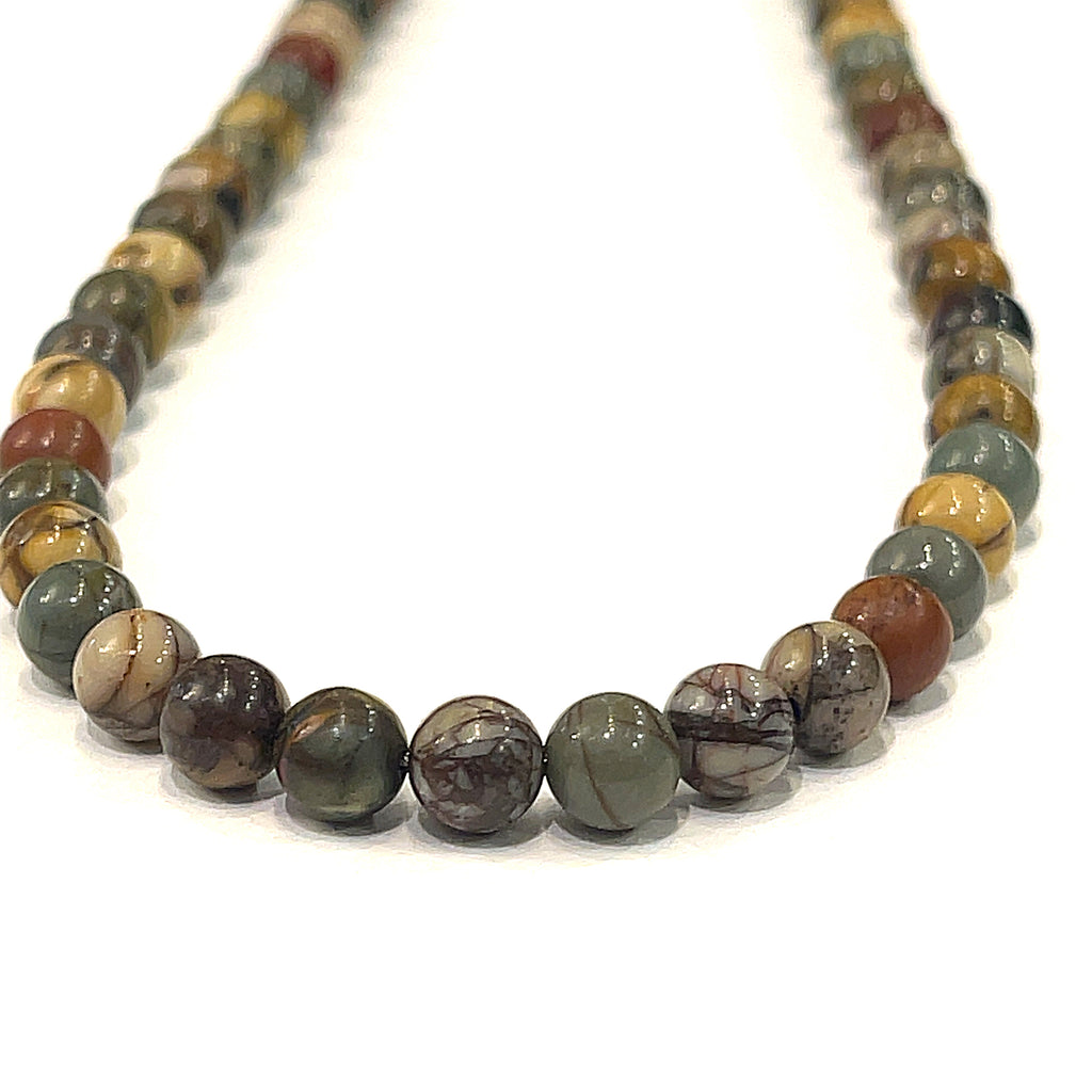 Picasso Jasper beaded gemstone necklace, 26.5''
