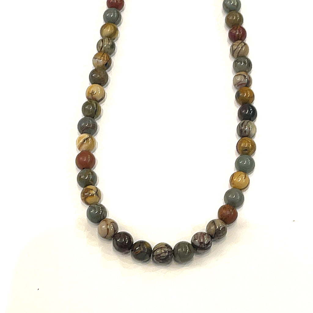 Picasso Jasper beaded gemstone necklace, 26.5''
