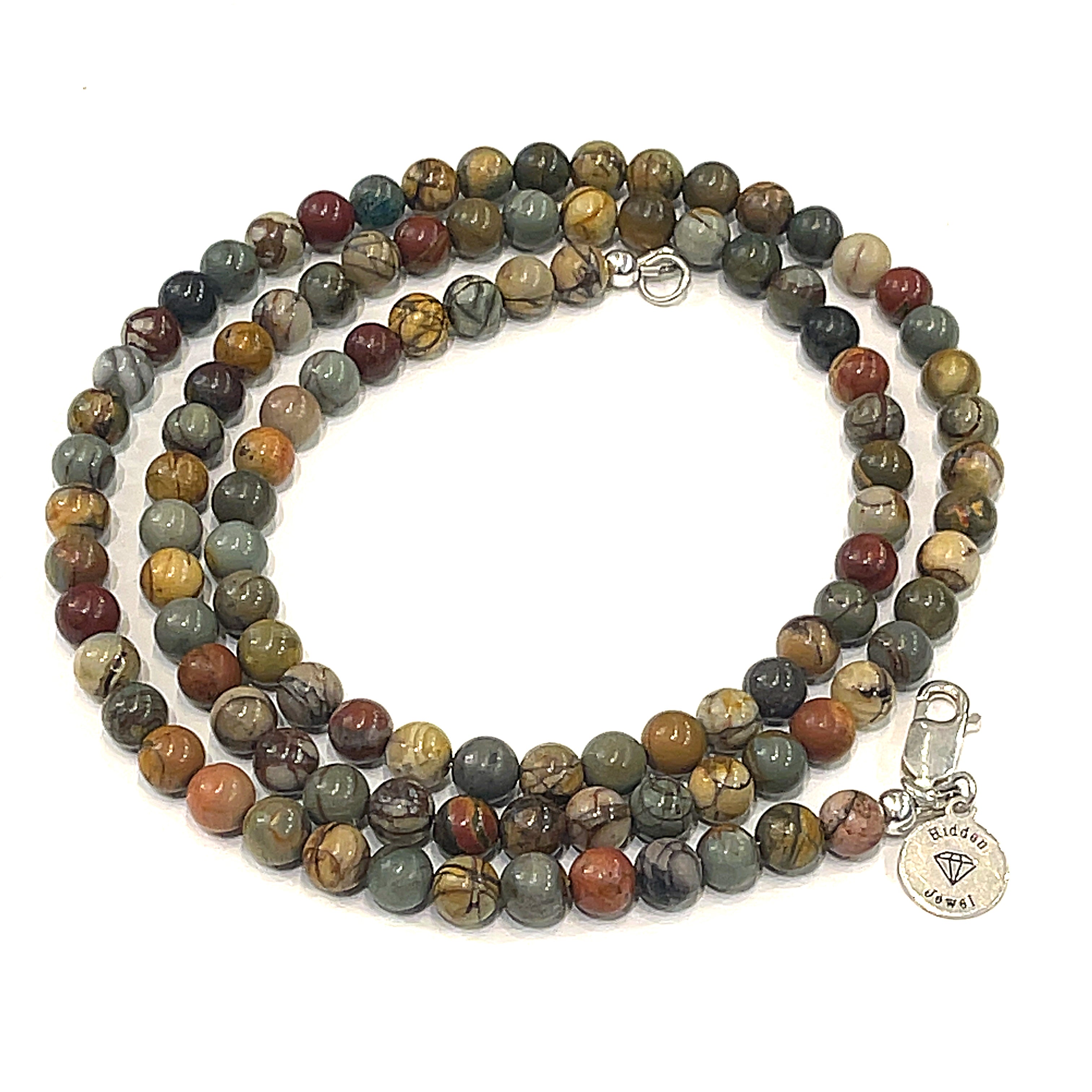 Picasso Jasper beaded gemstone necklace, 26.5''