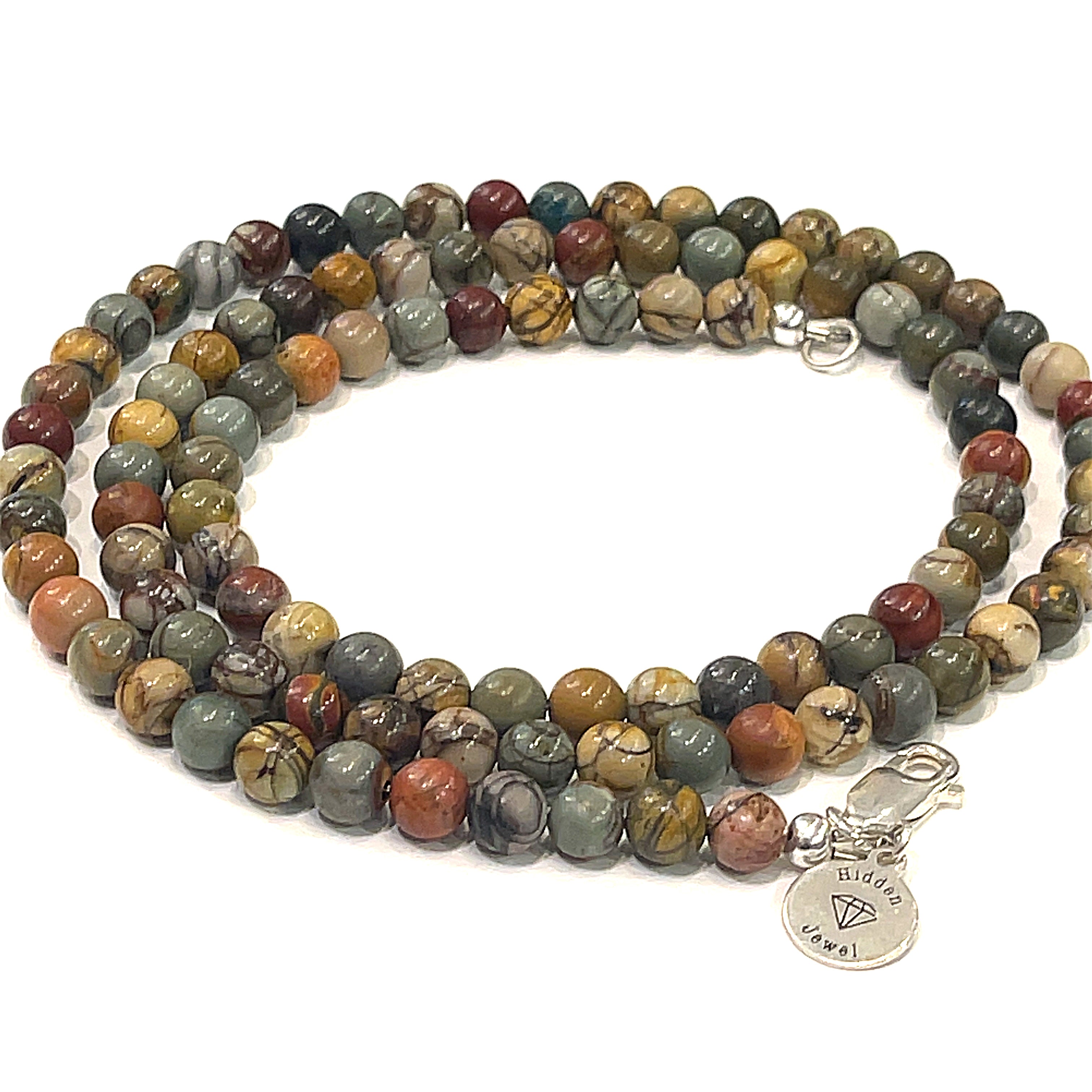 Picasso Jasper beaded gemstone necklace, 26.5''