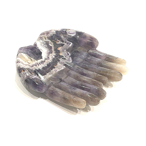 Amegreen (Dream Amethyst) carved hand plate/bowl, gemstone