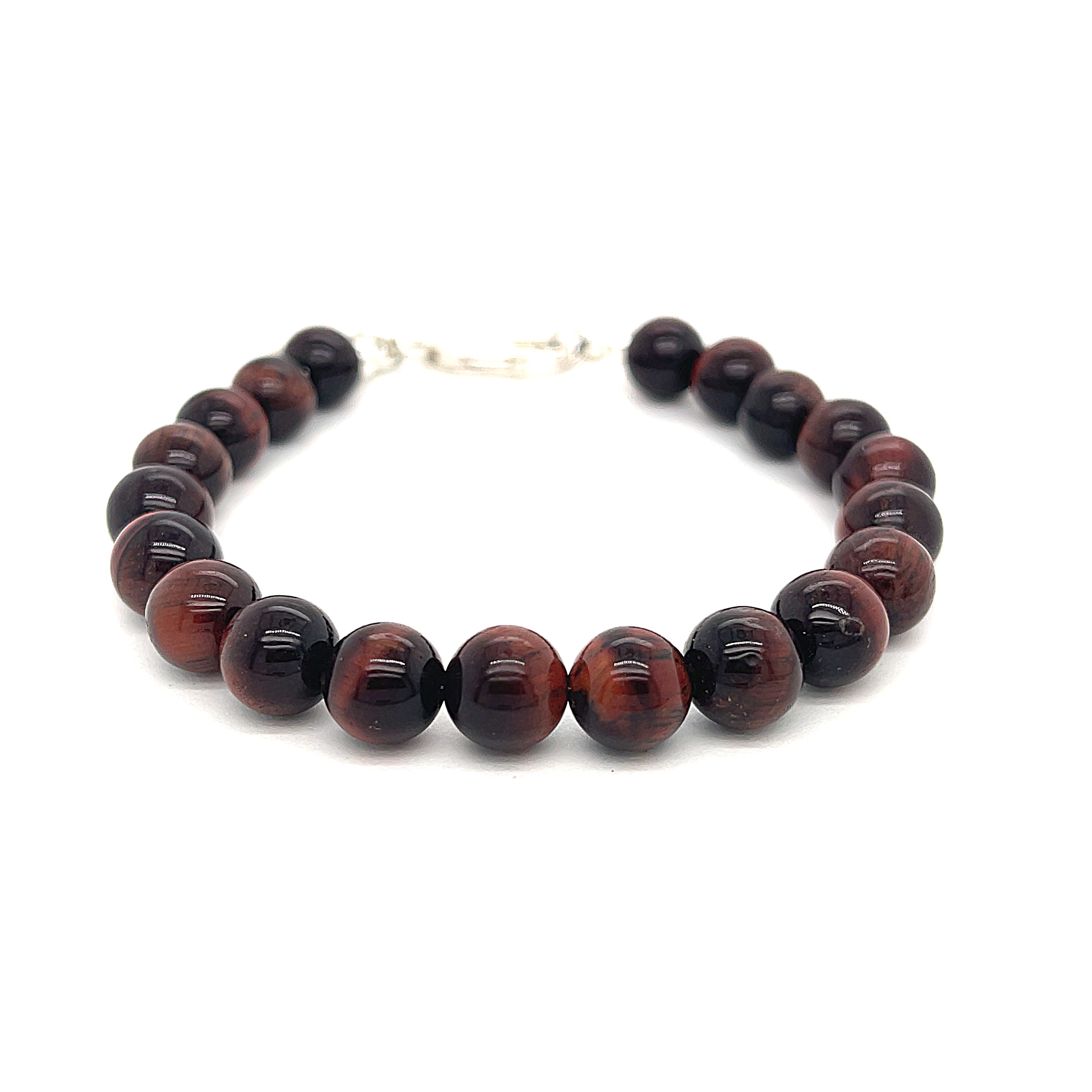 Red Tiger Eye Gemstone Beaded Bracelet