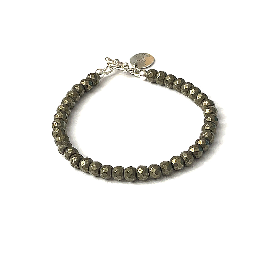 Pyrite gemstone bracelet, beaded  gemstone bracelet, jewelry