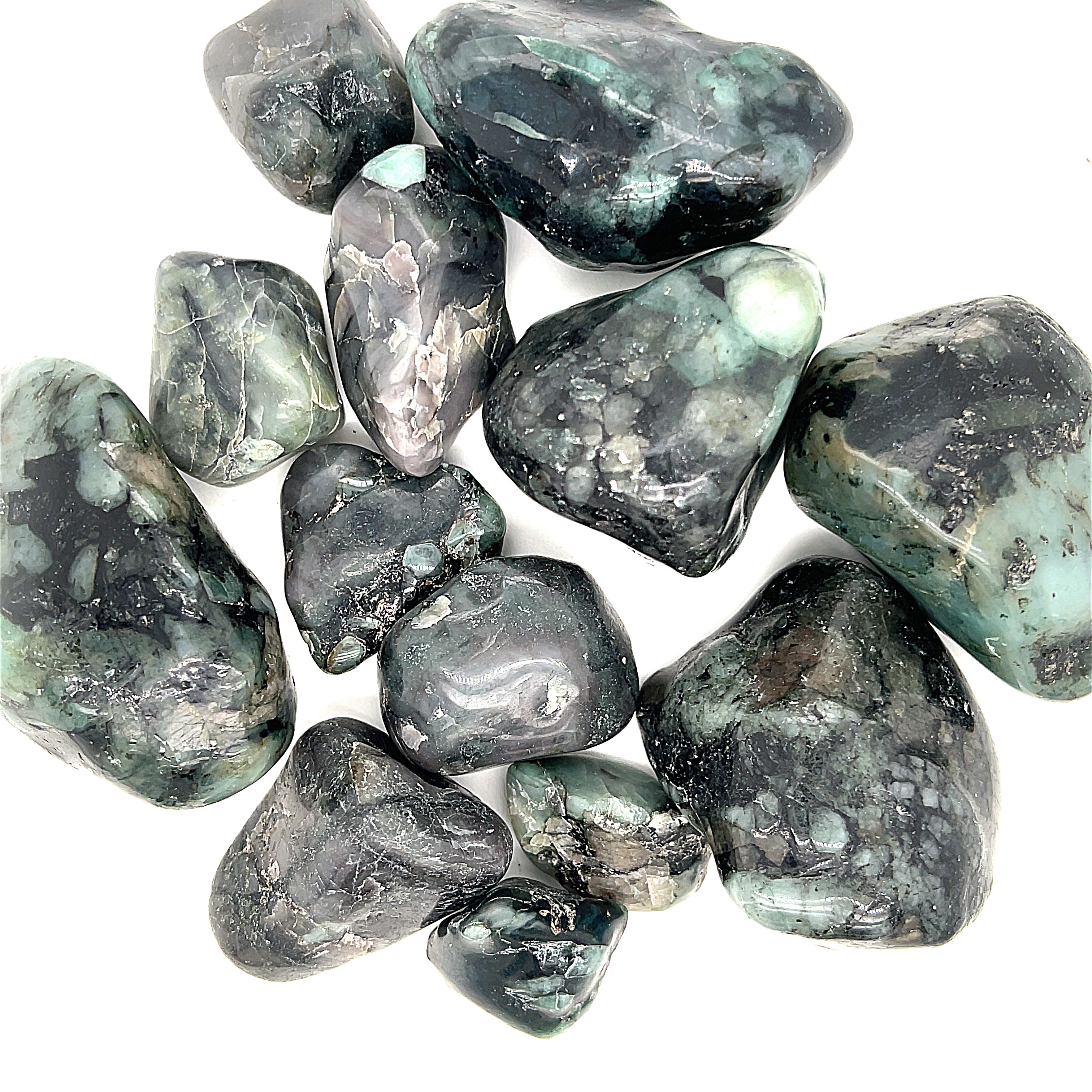Emerald tumbled gemstones