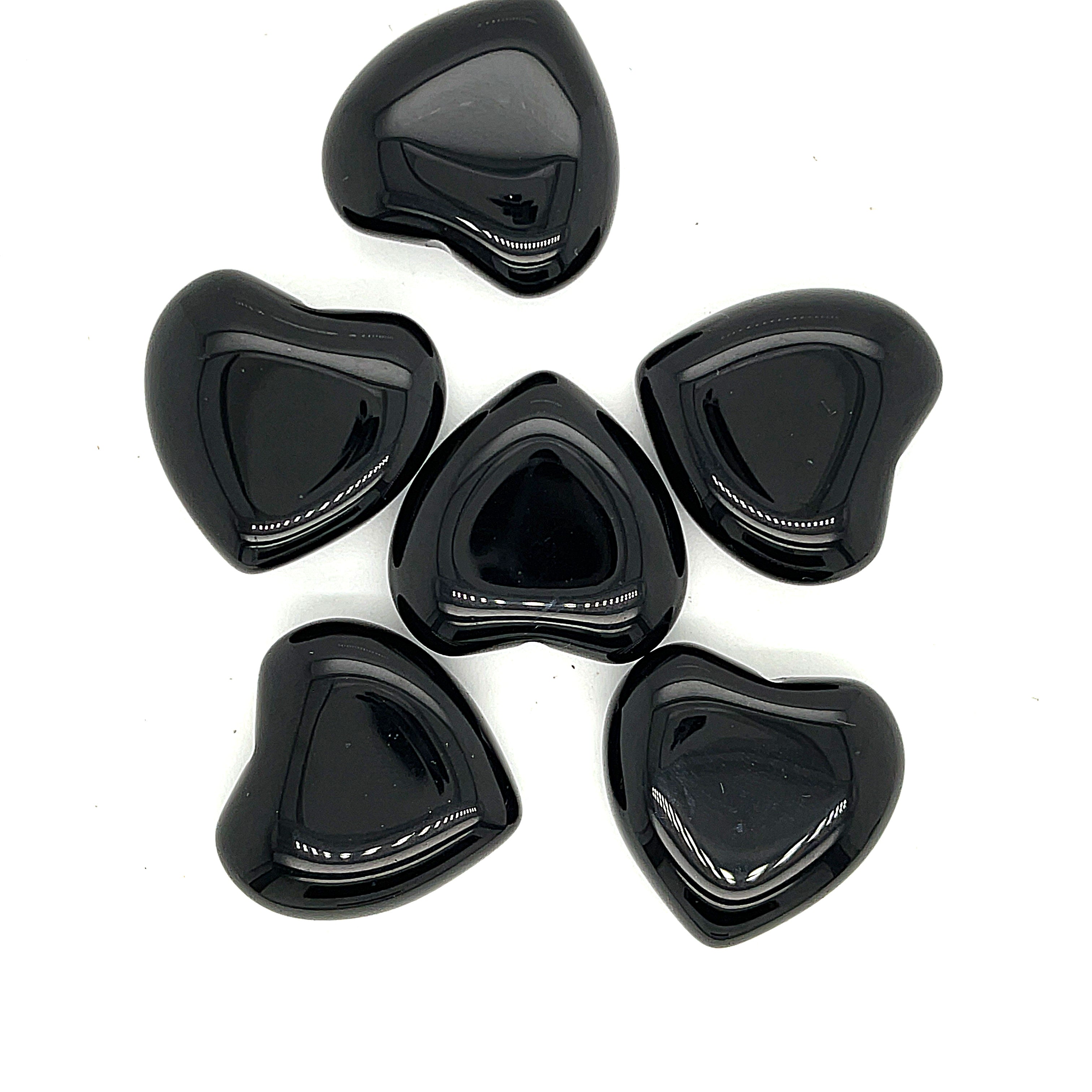 Obsidian Rainbow & Black Gemstone Heart carving / shape