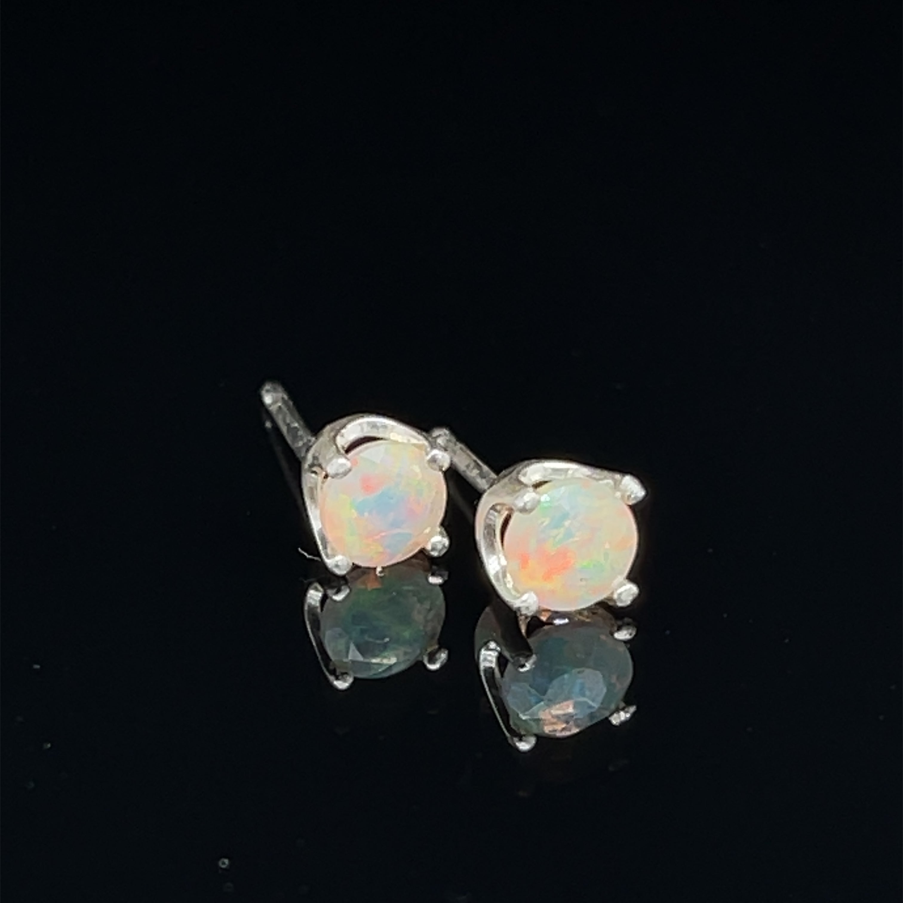 Ethiopian Opal  Sterling Silver Basket stud earrings, jewelry, Opal, studs