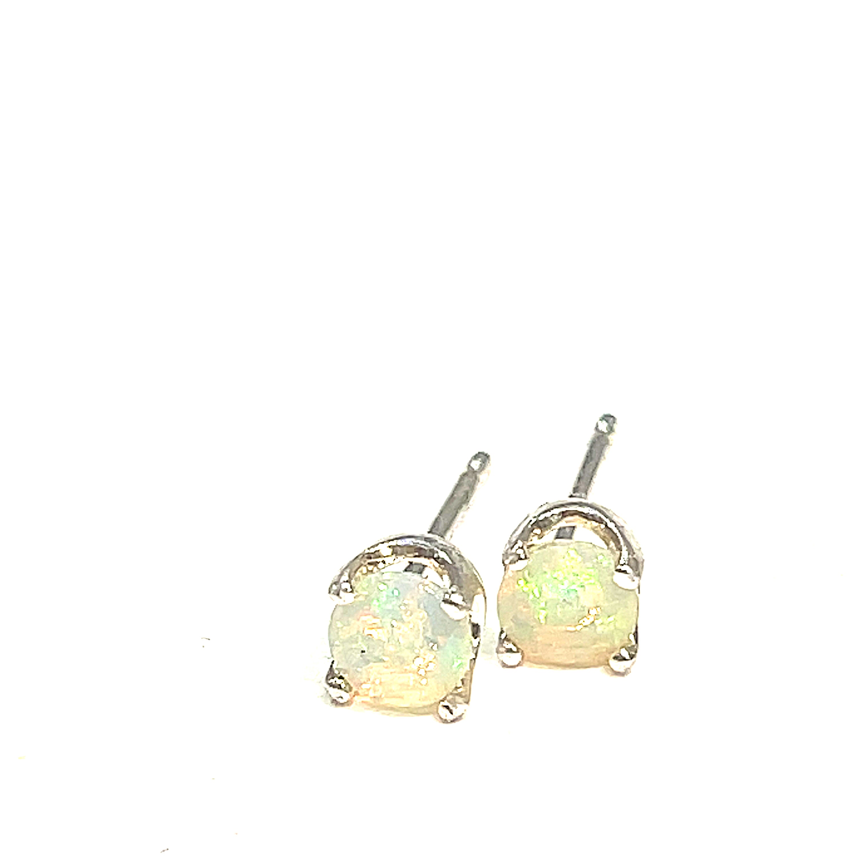 Ethiopian Opal  Sterling Silver Basket stud earrings, jewelry, Opal, studs