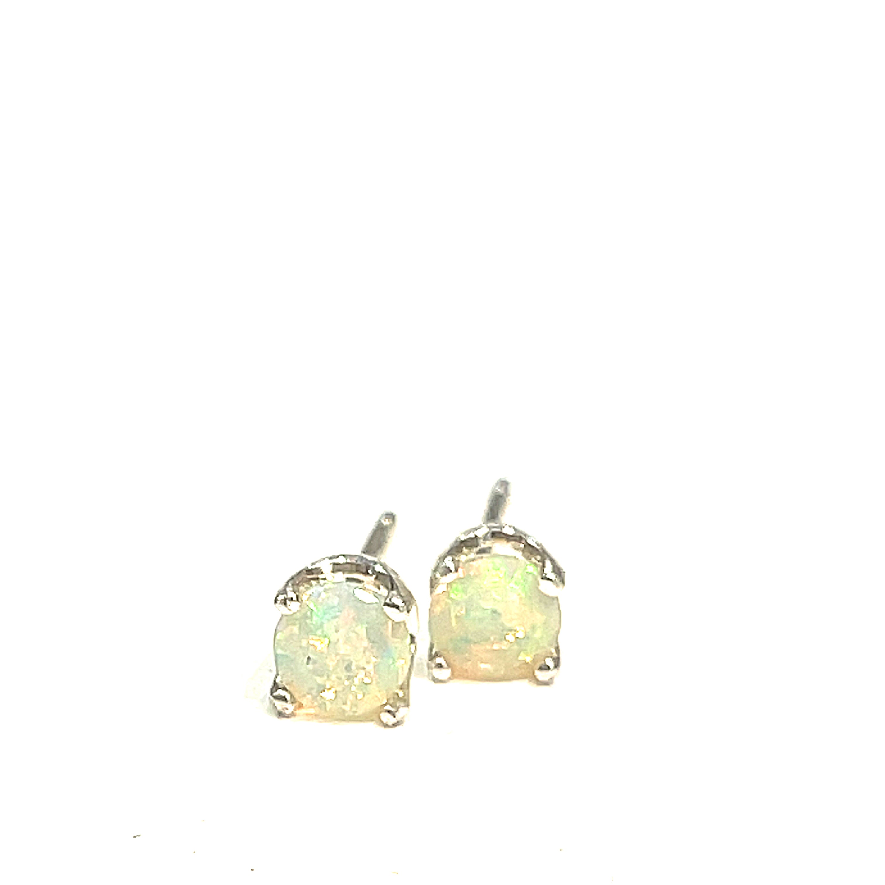 Ethiopian Opal  Sterling Silver Basket stud earrings, jewelry, Opal, studs
