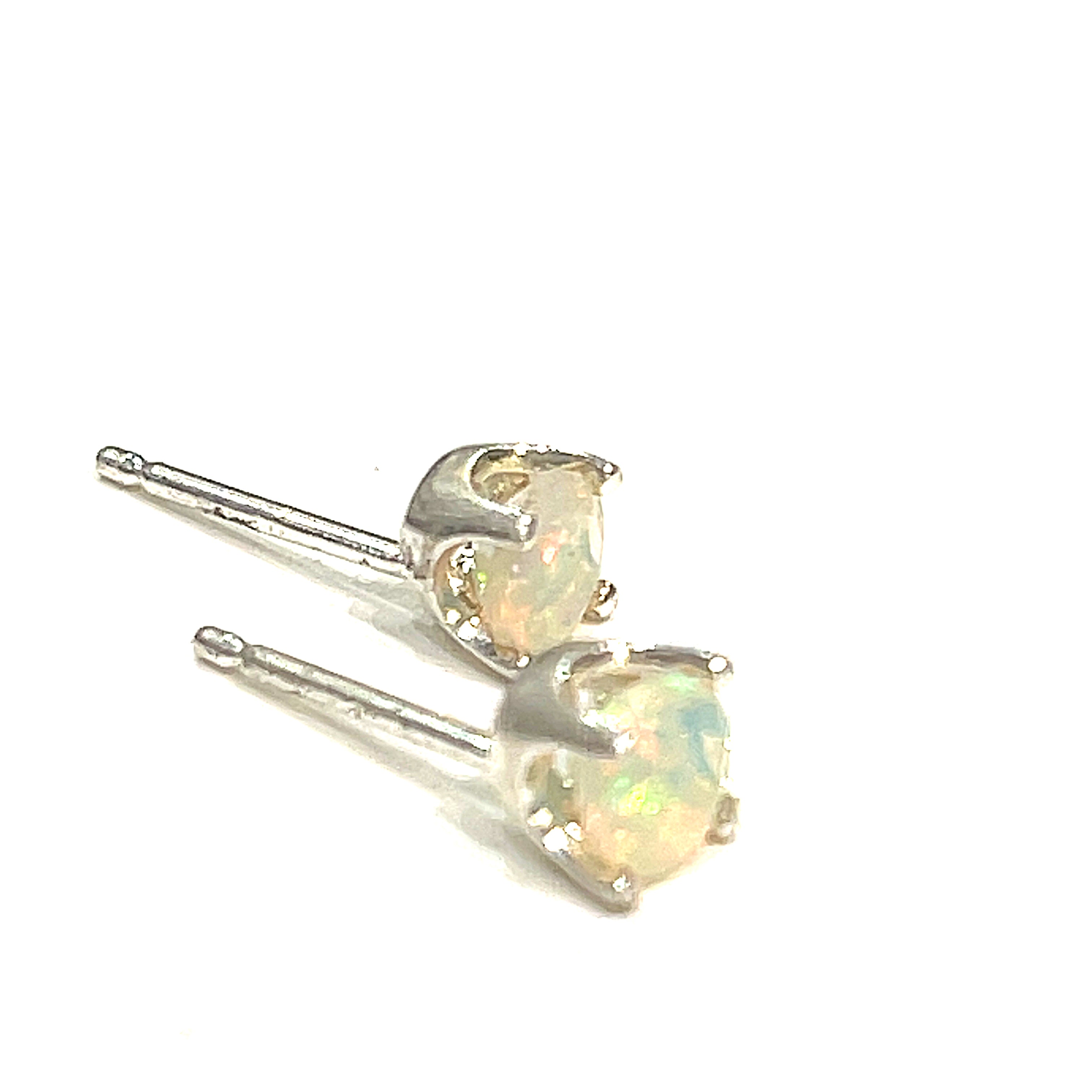 Ethiopian Opal  Sterling Silver Basket stud earrings, jewelry, Opal, studs
