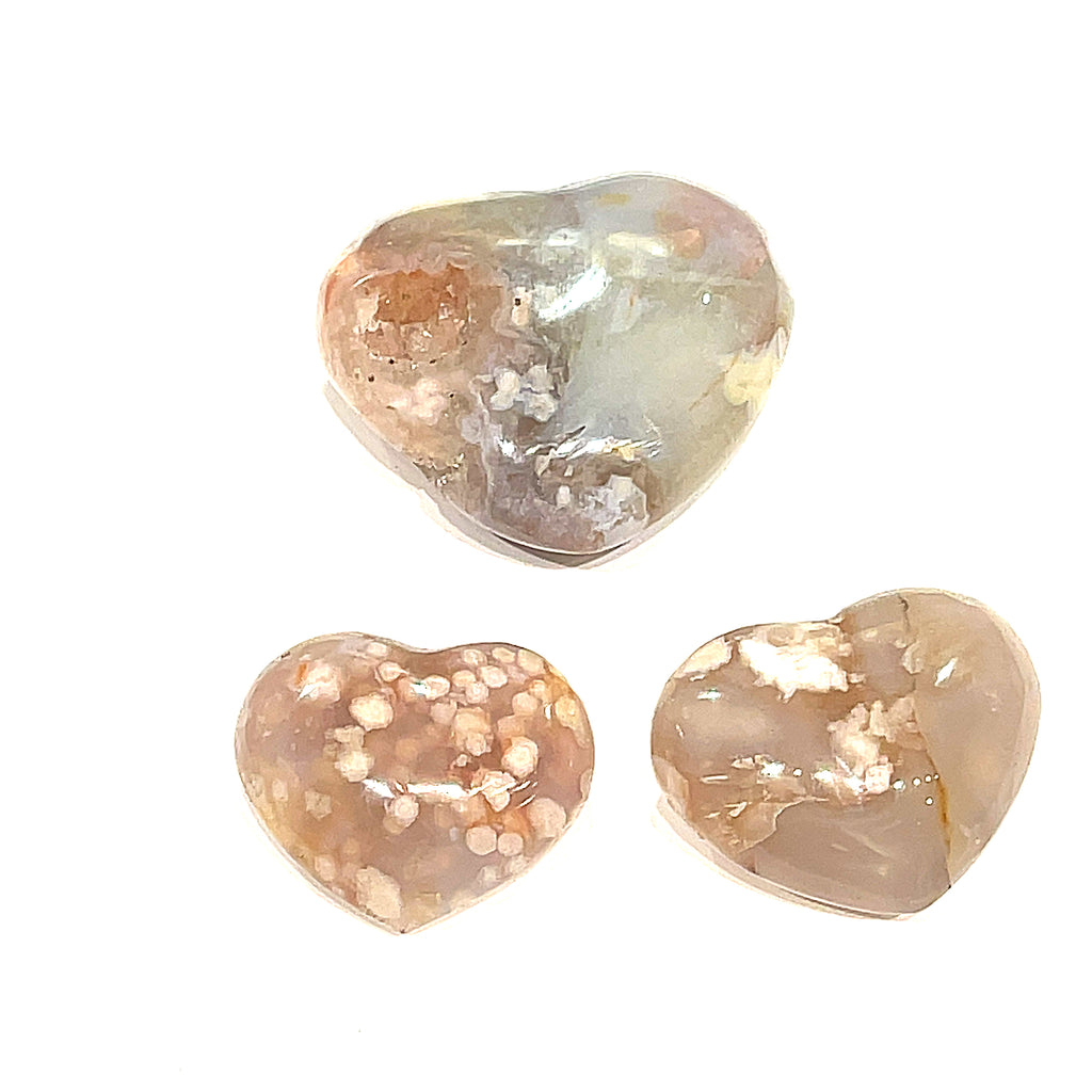 Flower Agate Gemstone hearts carving / shapes