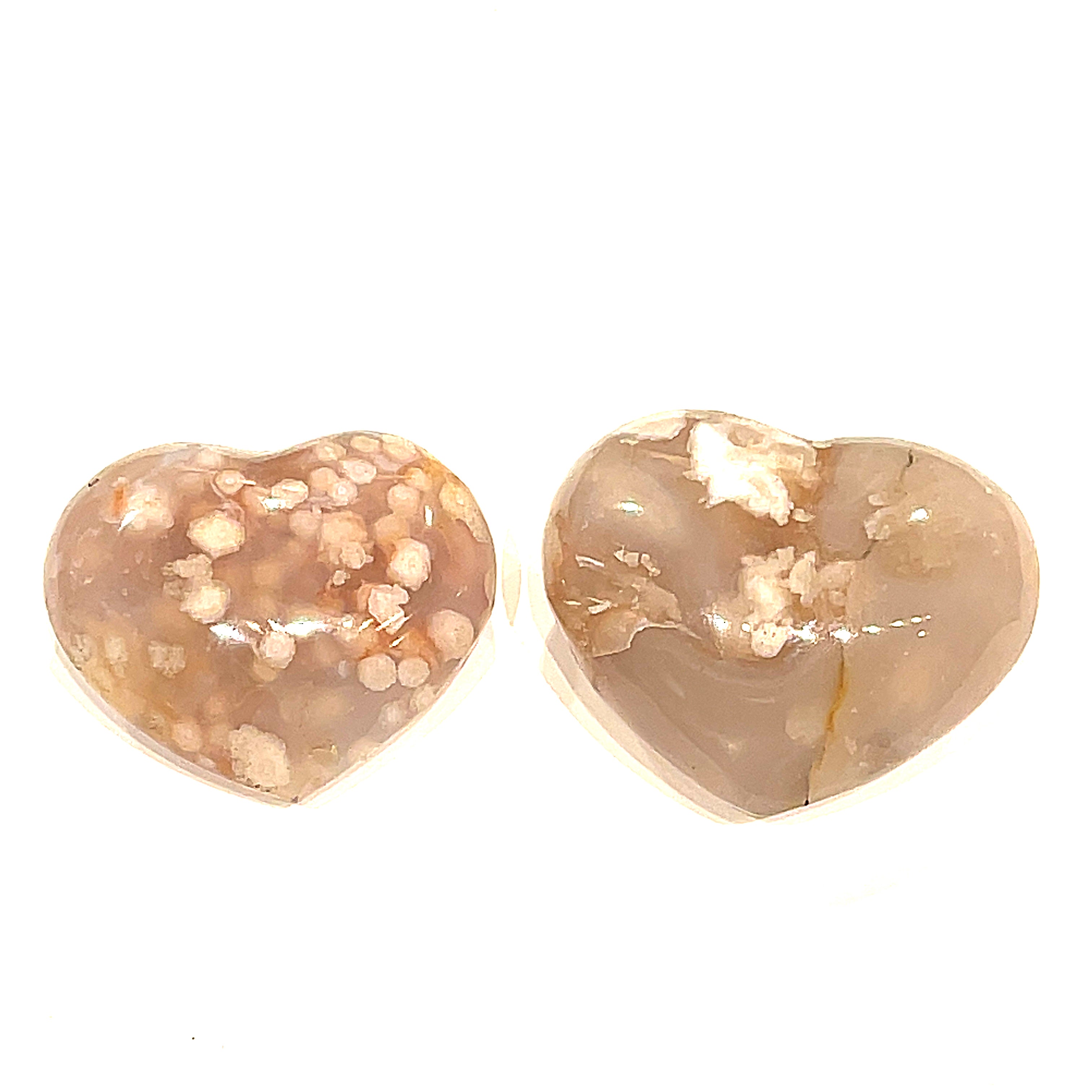 Flower Agate Gemstone hearts carving / shapes
