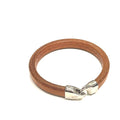Brown Leather bangle Bracelet with hook clasp