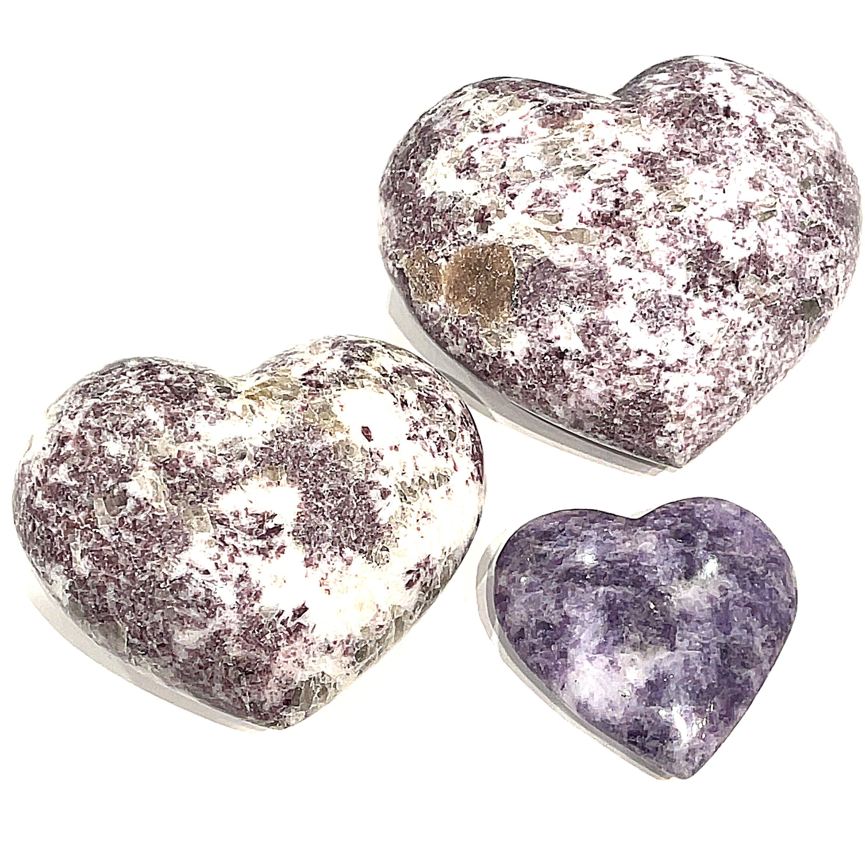 Lepidolite gemstone hearts shape carving