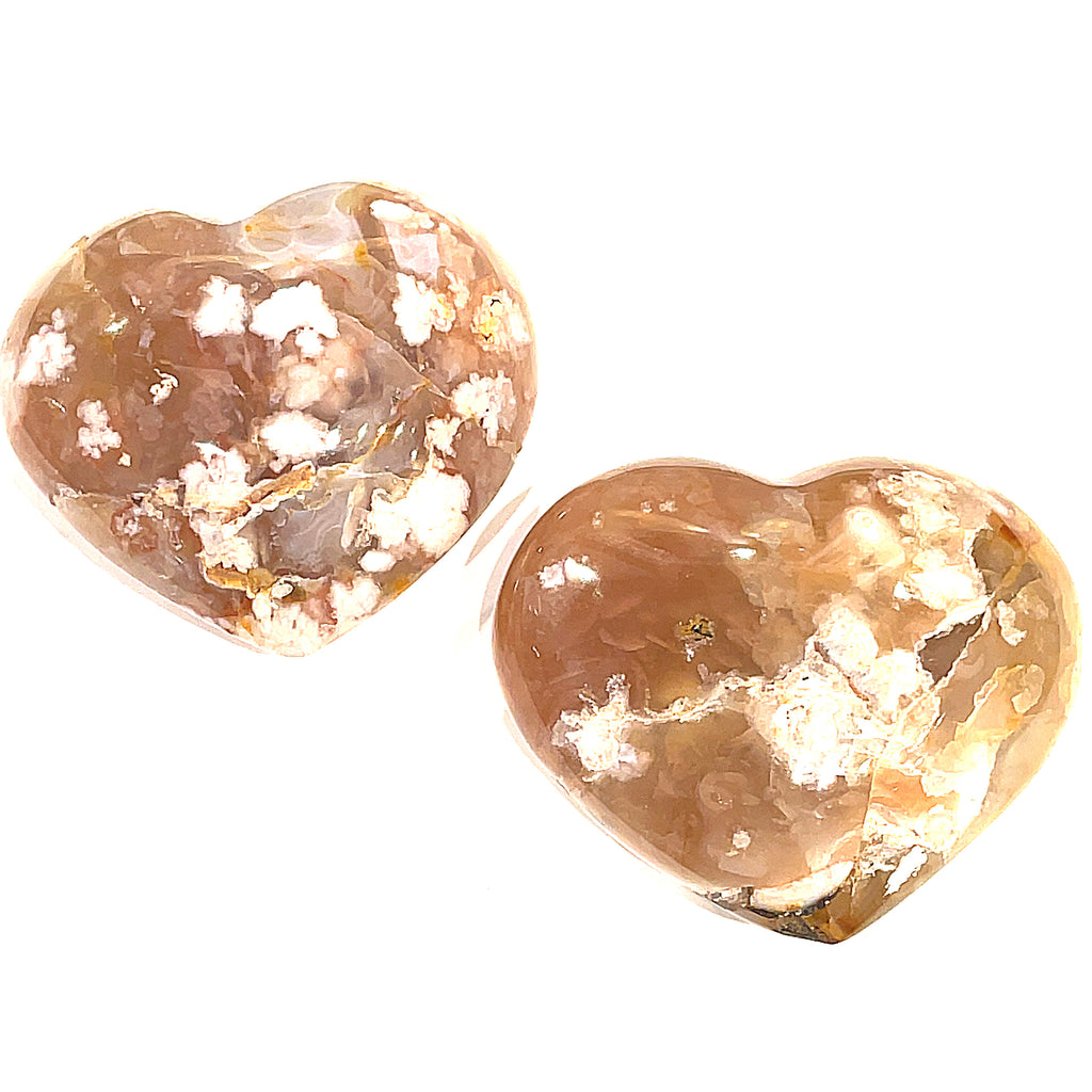 Flower Agate Gemstone hearts carving / shapes