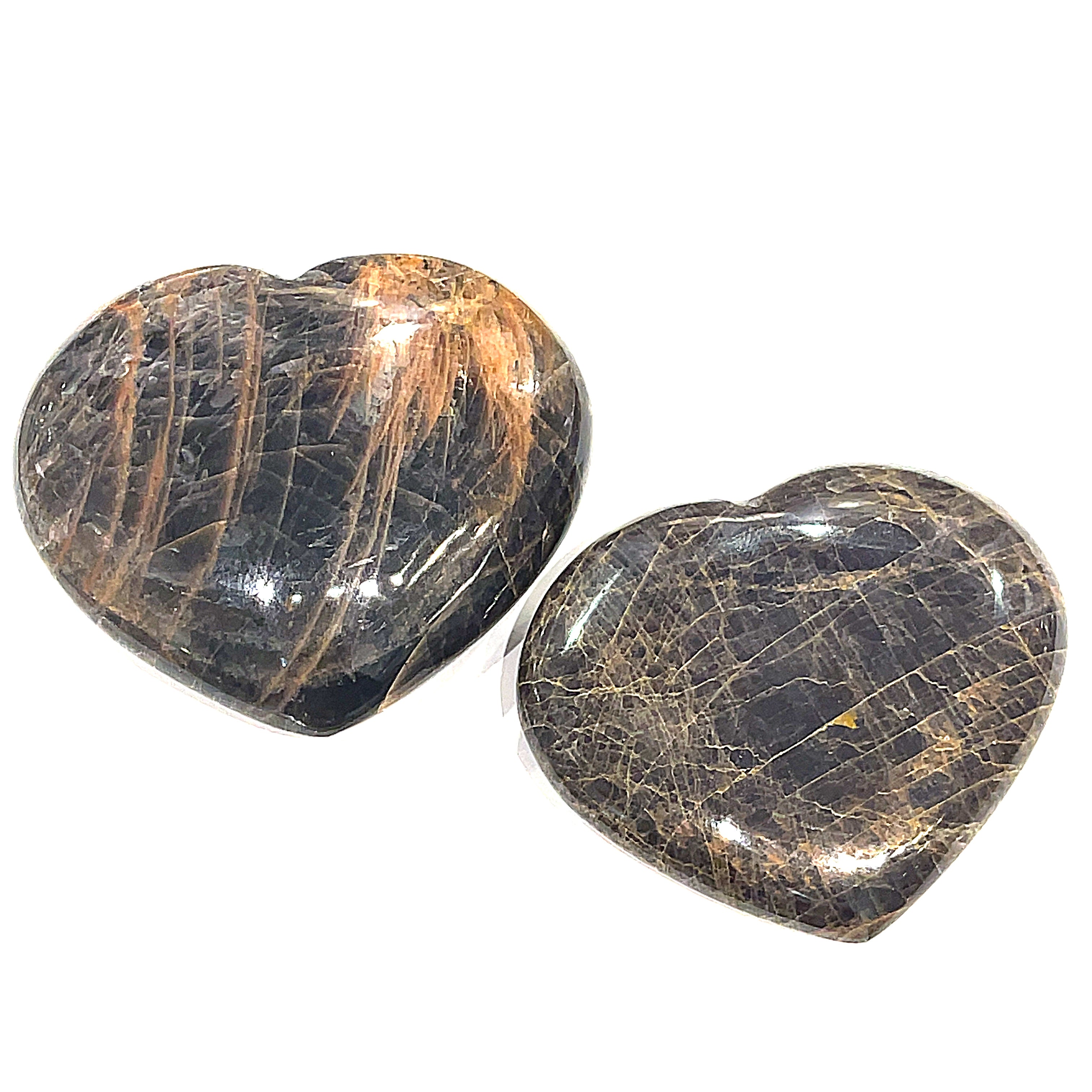 Black Moonstone Gemstone heart carving