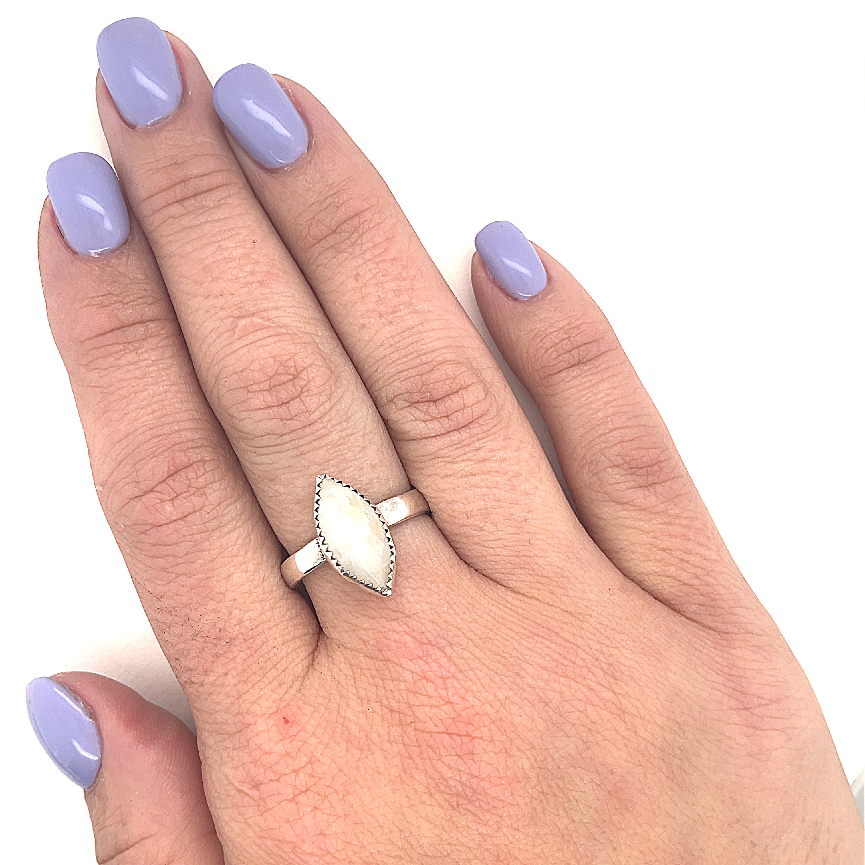Rainbow Moonstone Ring | Sterling Silver Rose-Cut Gemstone | Oval, Teardrop & Marquise Shapes