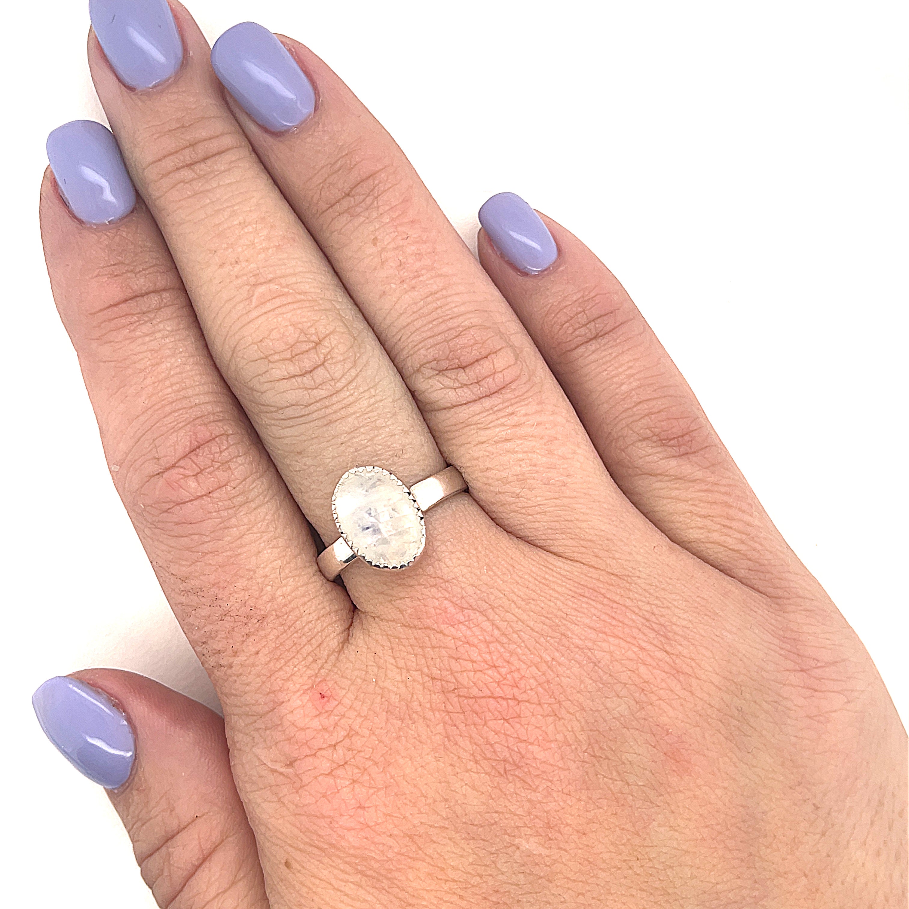 Rainbow Moonstone Ring | Sterling Silver Rose-Cut Gemstone | Oval, Teardrop & Marquise Shapes