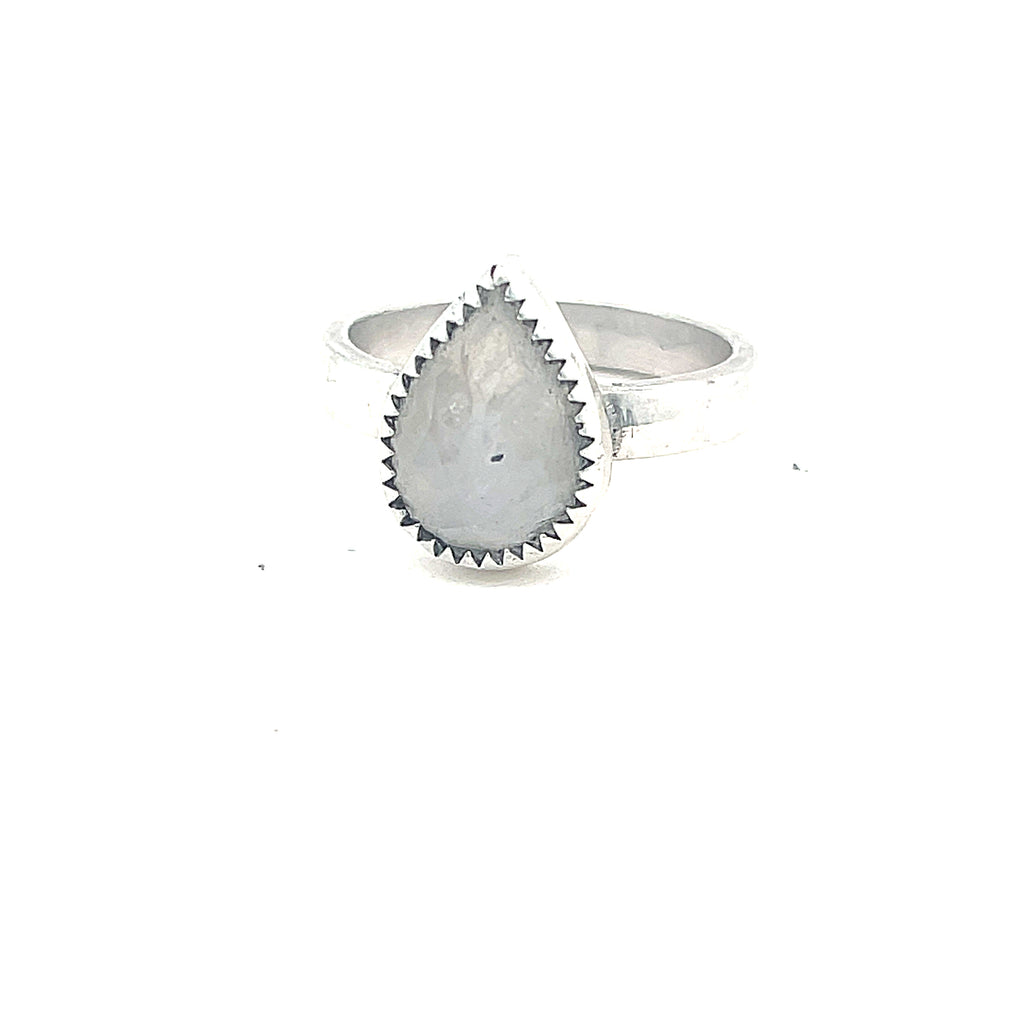 Rainbow Moonstone Ring | Sterling Silver Rose-Cut Gemstone | Oval, Teardrop & Marquise Shapes