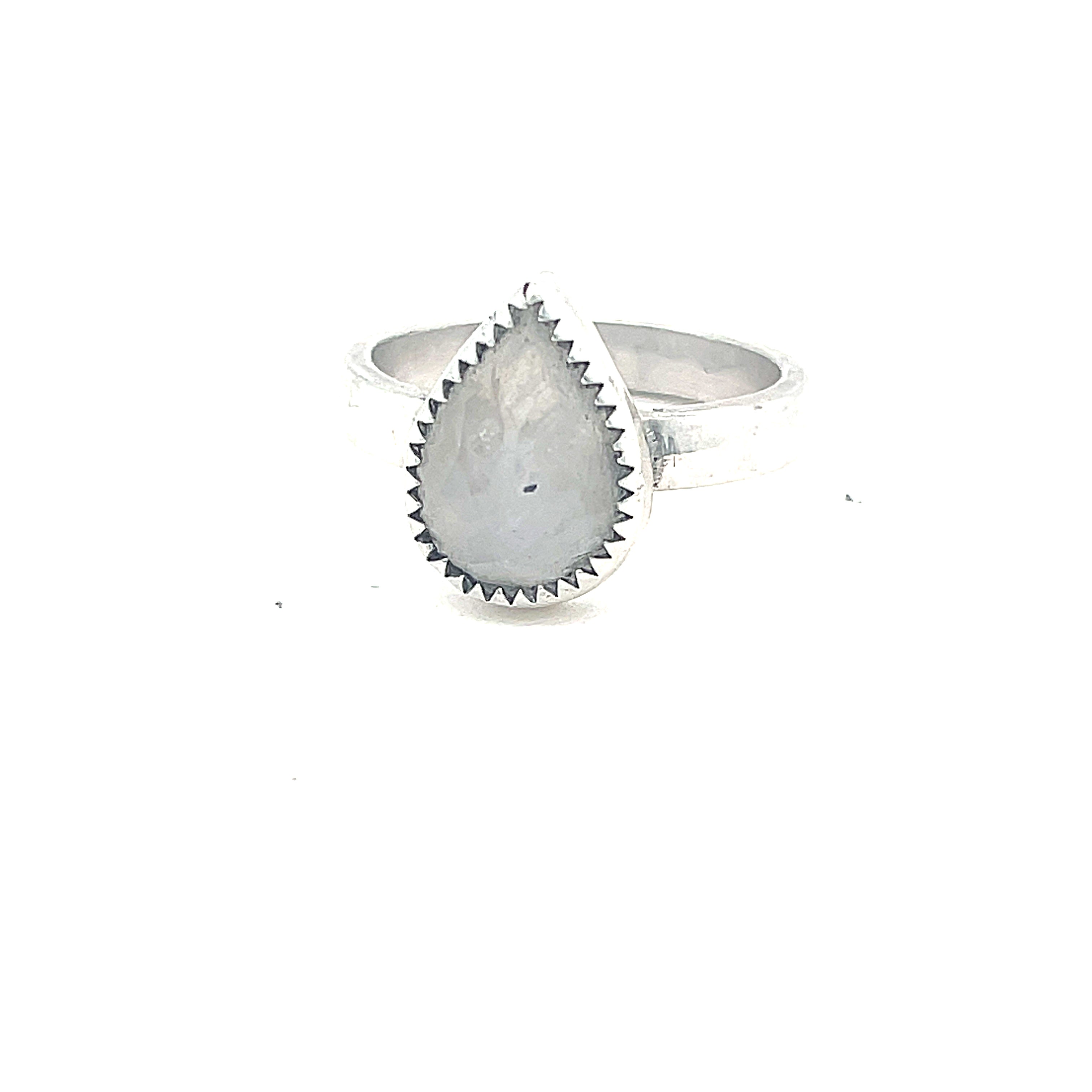 Rainbow Moonstone Ring | Sterling Silver Rose-Cut Gemstone | Oval, Teardrop & Marquise Shapes