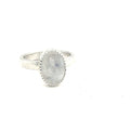 Rainbow Moonstone Ring | Sterling Silver Rose-Cut Gemstone | Oval, Teardrop & Marquise Shapes