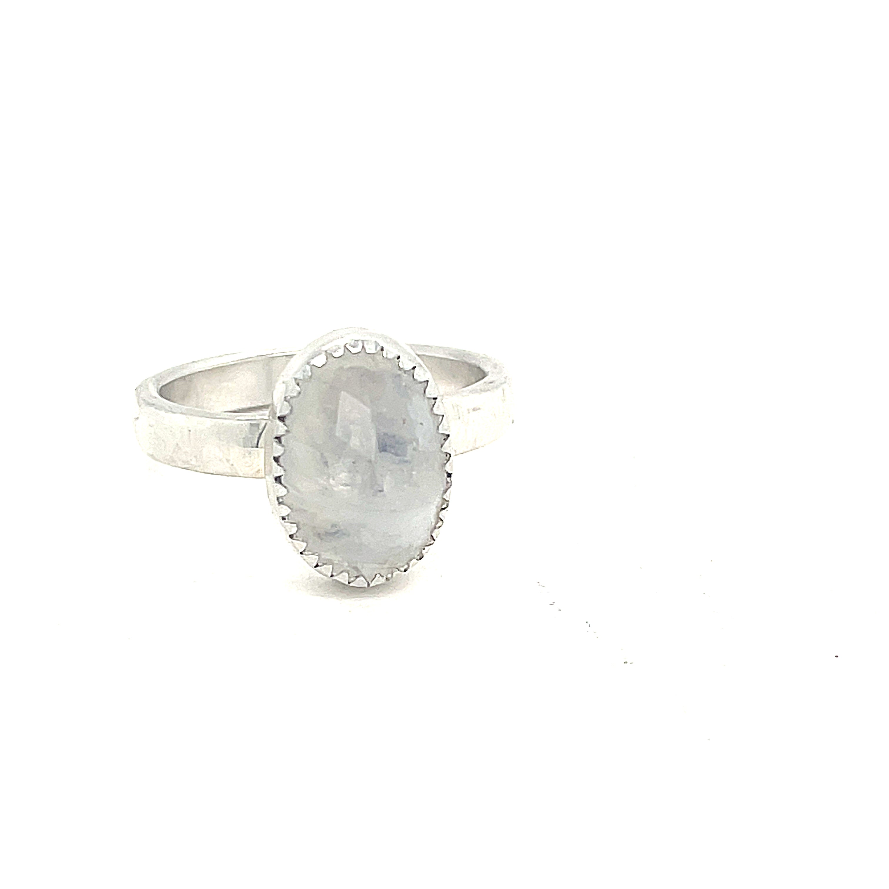 Rainbow Moonstone Ring | Sterling Silver Rose-Cut Gemstone | Oval, Teardrop & Marquise Shapes