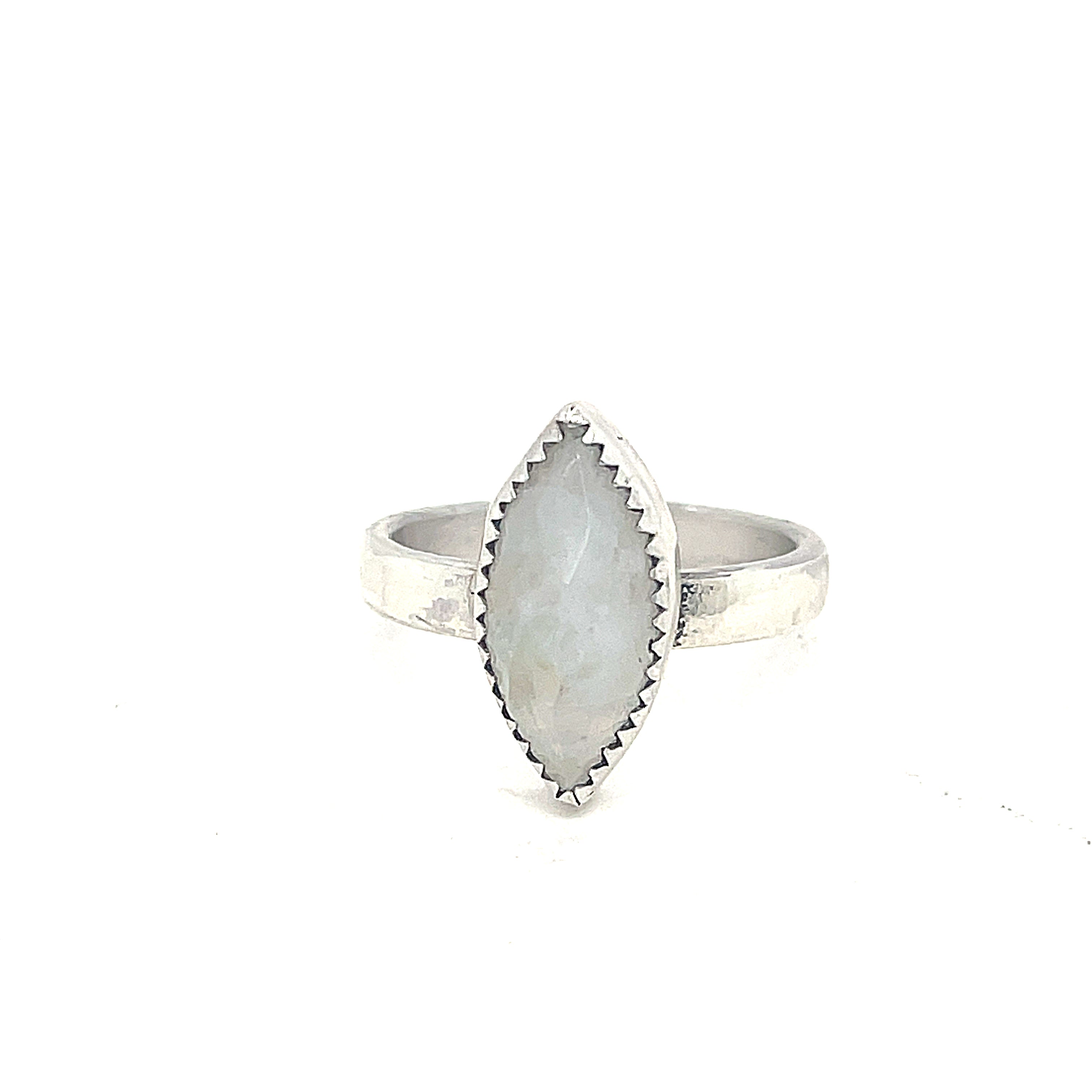 Rainbow Moonstone Ring | Sterling Silver Rose-Cut Gemstone | Oval, Teardrop & Marquise Shapes
