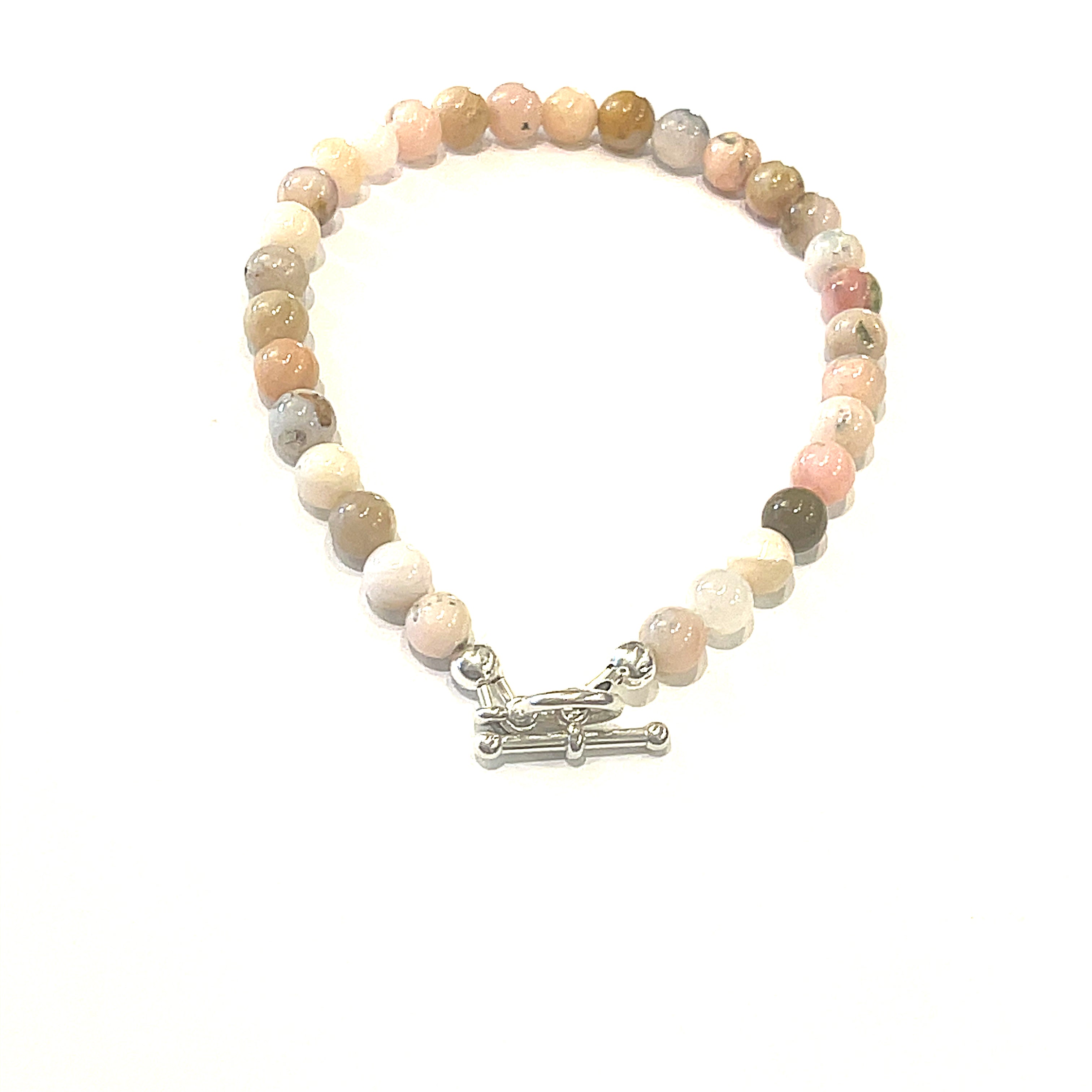 Pink Opal beaded gemstone bracelet, jewelry