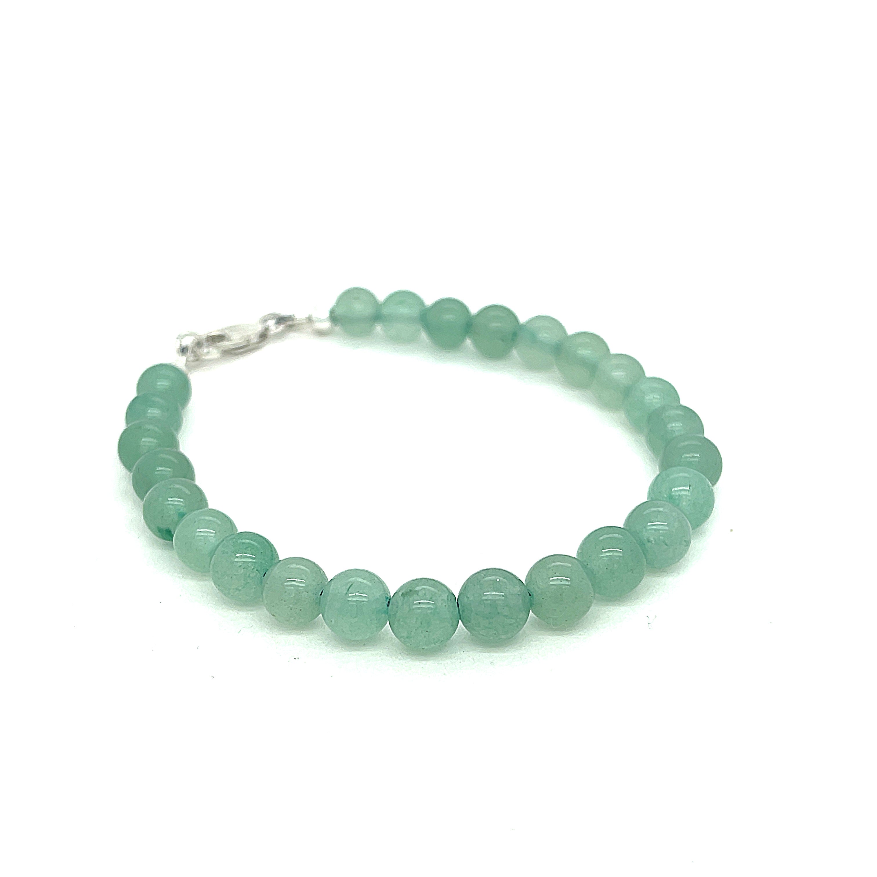 Green Aventurine Gemstone Bracelet with Sterling Silver Toggle