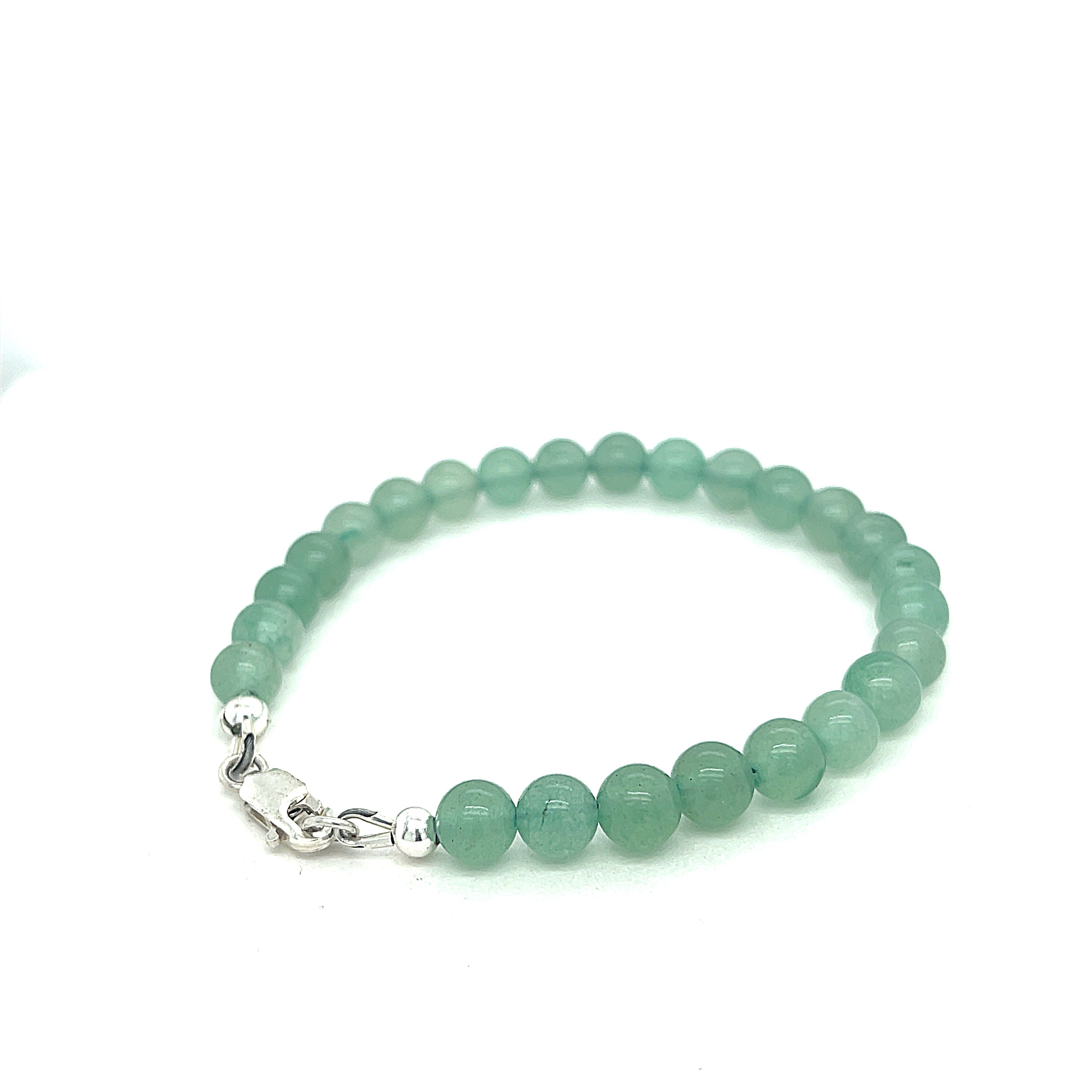 Green Aventurine Gemstone Bracelet with Sterling Silver Toggle