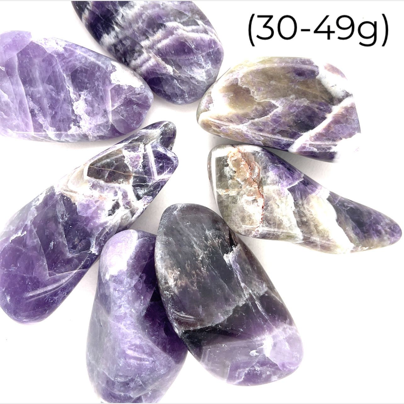Amegreen (Amethyst / Prasiolite) gemstone Tumbles