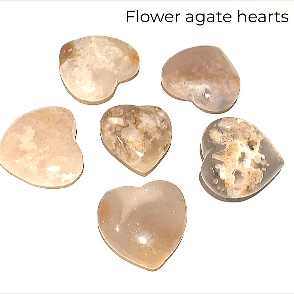 Flower Agate Gemstone hearts carving / shapes