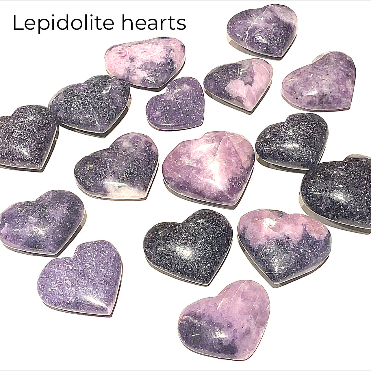 Lepidolite gemstone hearts shape carving