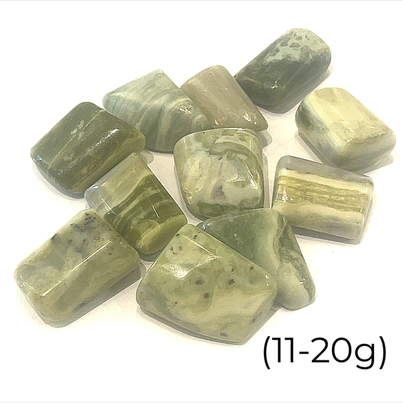 Infinite (light green Serpentine) gemstone tumbled